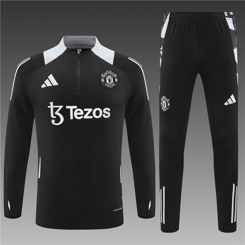 2024/2025 Player Edition Manchester United Black Half-zip training suit Football jerseys