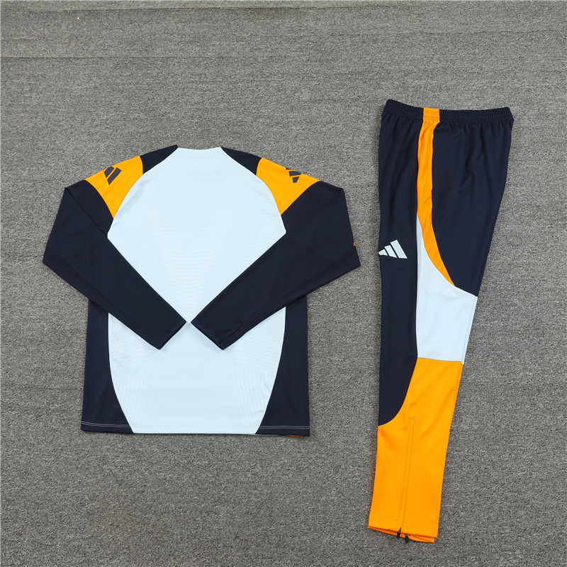 2024/2025 Player Edition Real Madrid Pre-match Jersey Light Blue Half-zip training suit Football Jersey