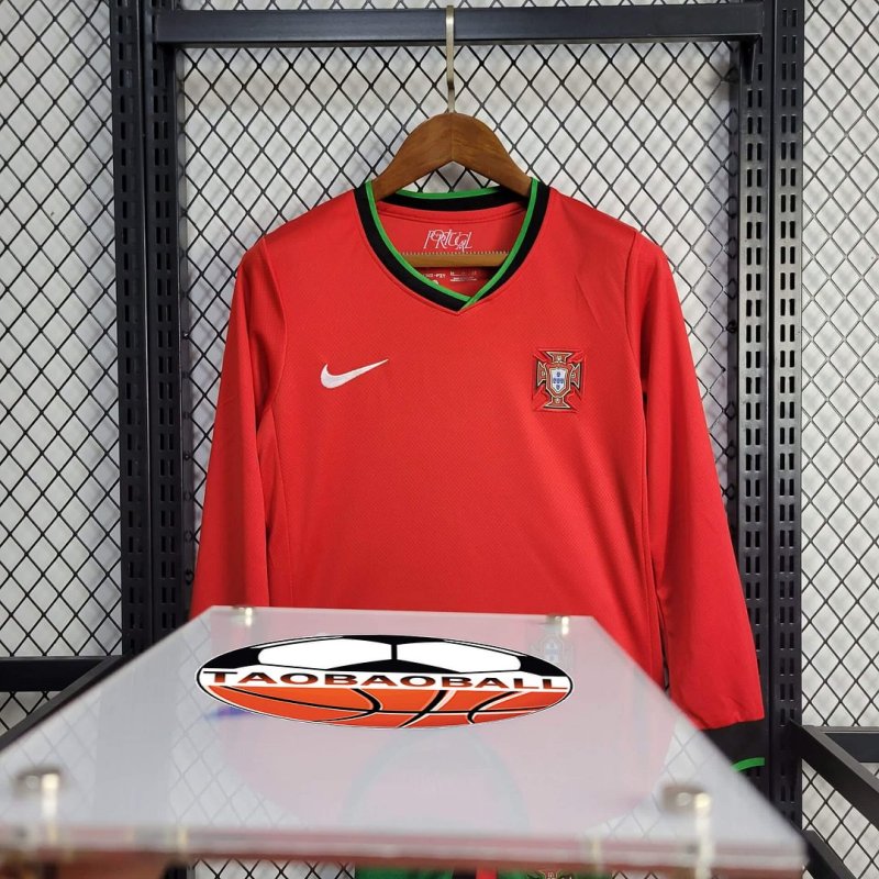 2024 Long Sleeve Portugal Home Football Shirt Kids