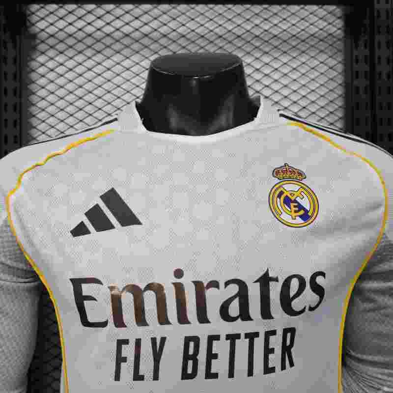 2025/2026 Real Madrid Authentic Long Sleeve Home Football Shirt