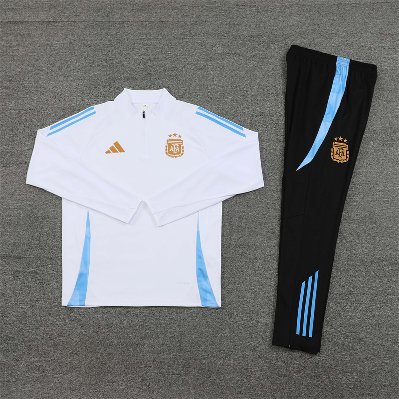2024/2025 Player Edition Argentina Pre-Match White Half-zip training suit Football Jersey