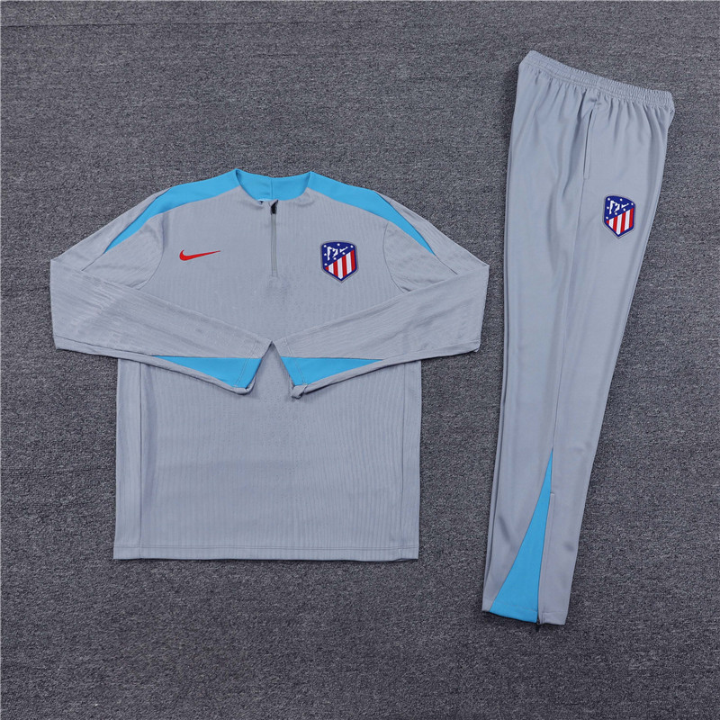 2024/2025 Players Edition Atletico Grey Half-zip training suit Half-zip training suit Football Jersey