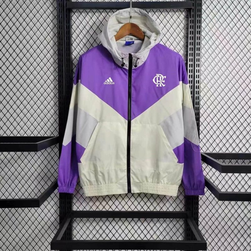 2023/2024 Flamengo Windbreaker（White-Purple）Football Shirt