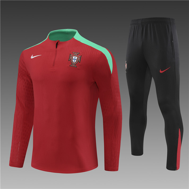 2024/2025 Jersey Edition Portugal Prematch Jersey Red Half-zip training suit Football Jersey
