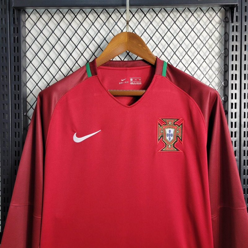 2016 Retro Long Sleeve Portugal Away Football Shirt