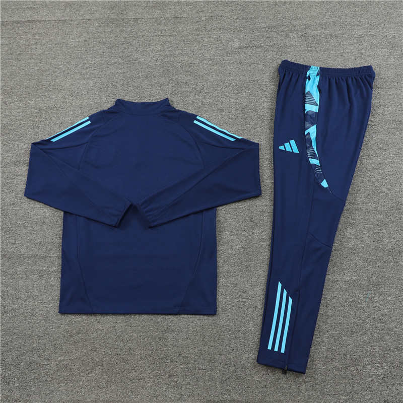 2024/2025 Players Edition Arsenal Pre-Match Royal Blue Half-zip training suit Football Jersey
