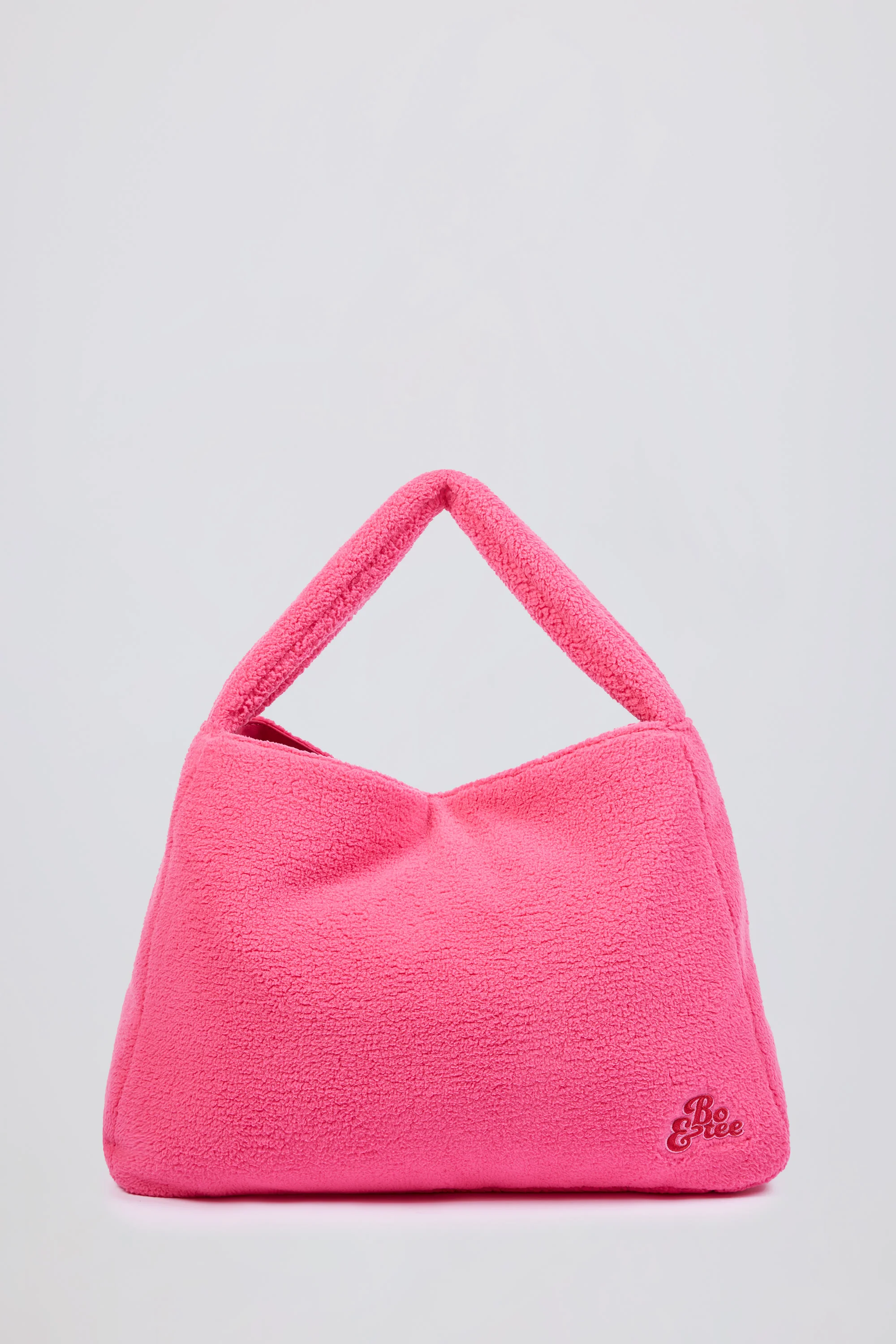 Oversized Fleece Tote Bag in Hot Pink