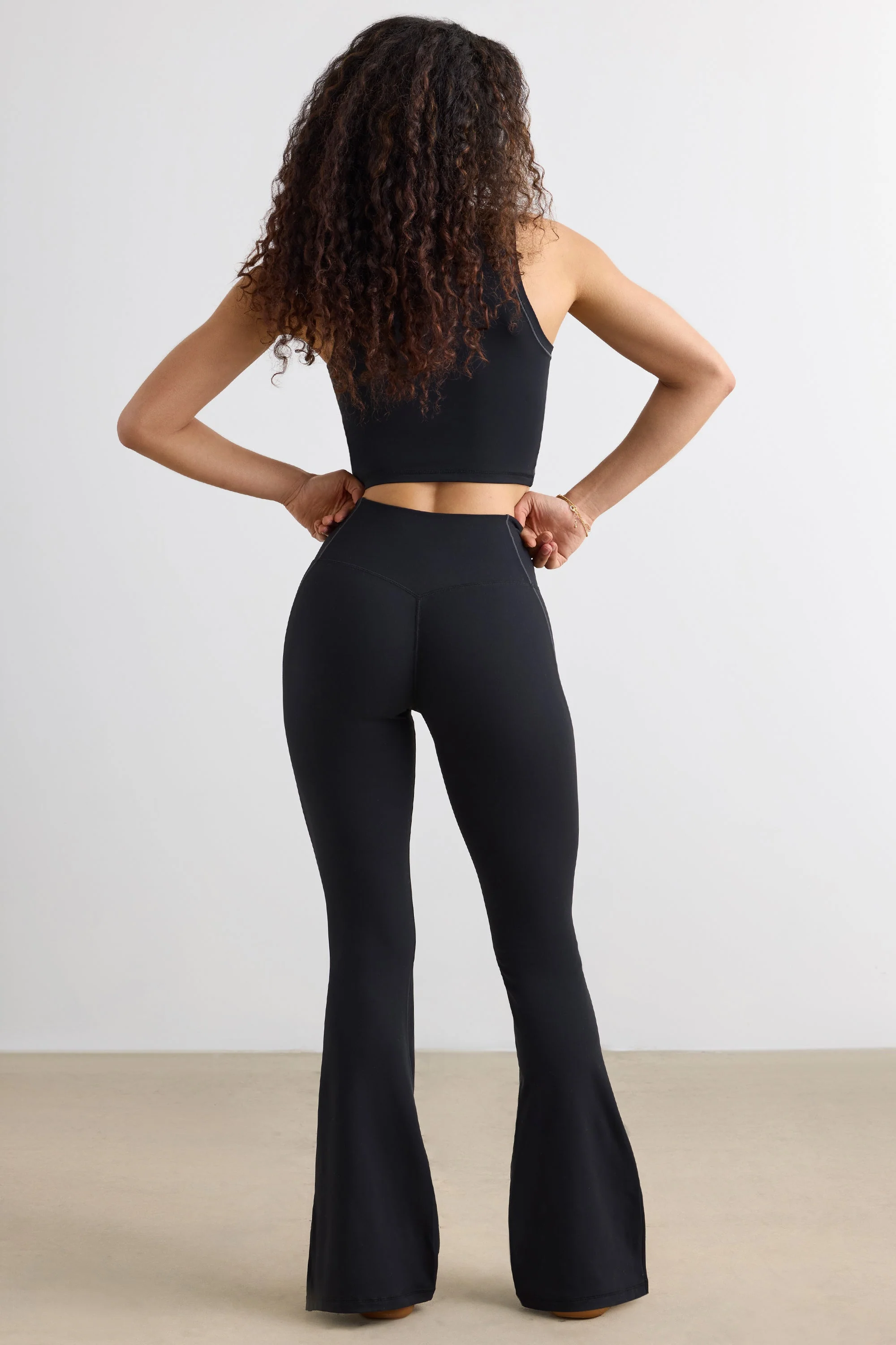 Petite Soft Active Flared Trousers in Black