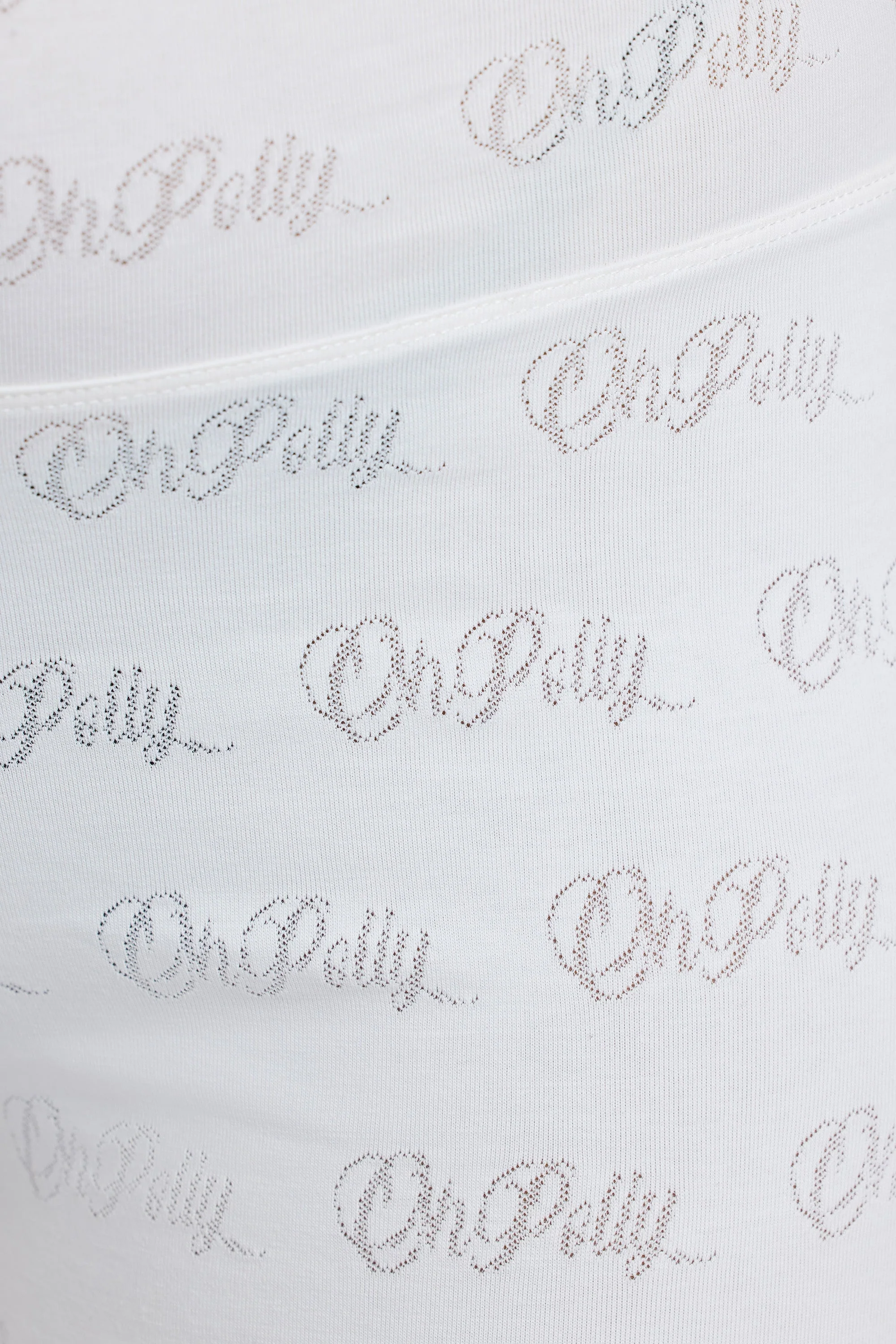 Petite Mid Rise Straight Leg Pointelle Trousers in White