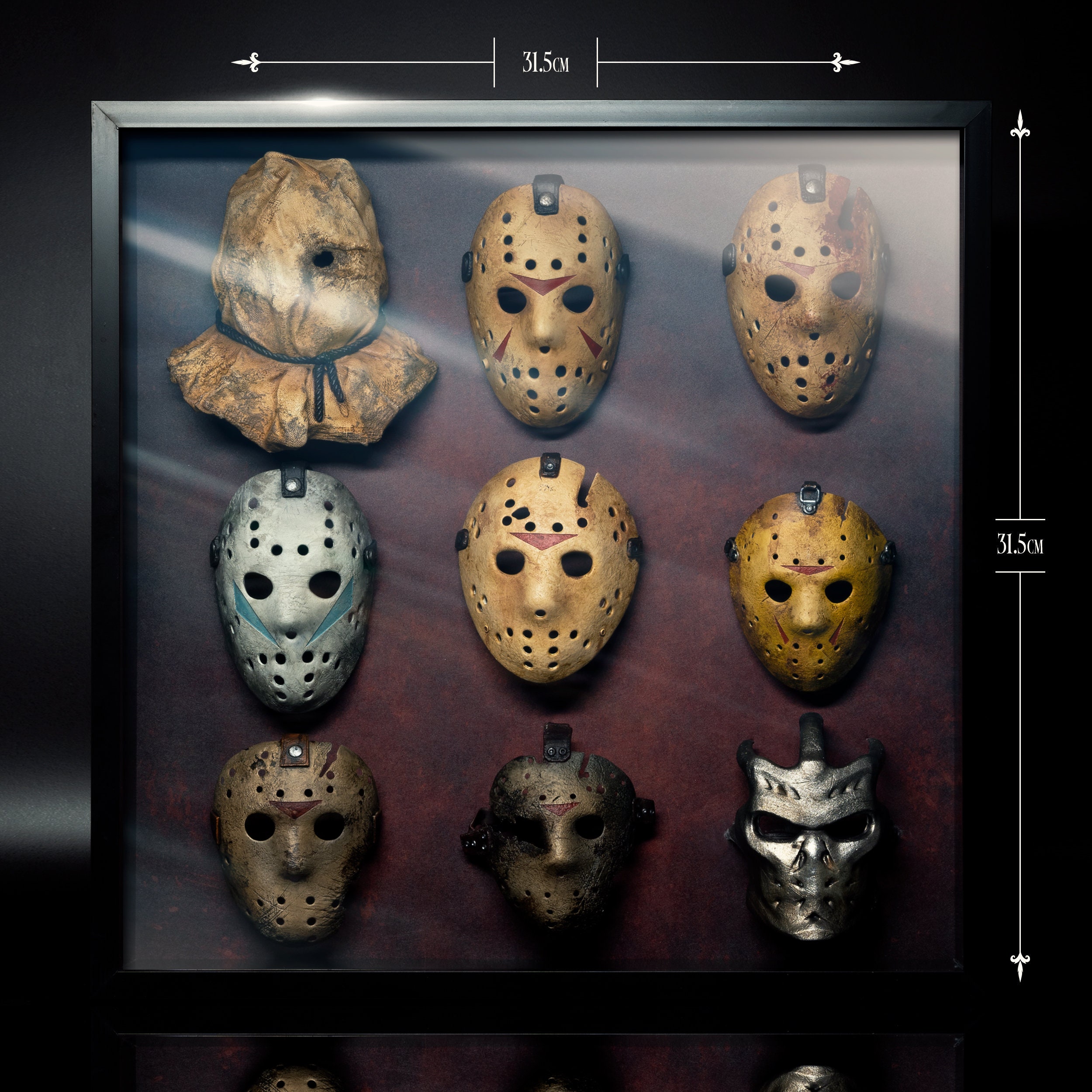 FRIDAY 13TH Jason Voorhees Mask Collection in Shadow Box Frame