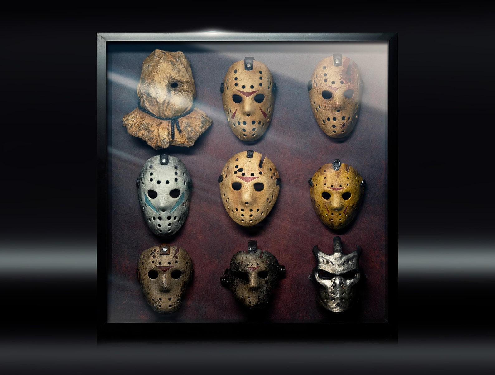 FRIDAY 13TH Jason Voorhees Mask Collection in Shadow Box Frame
