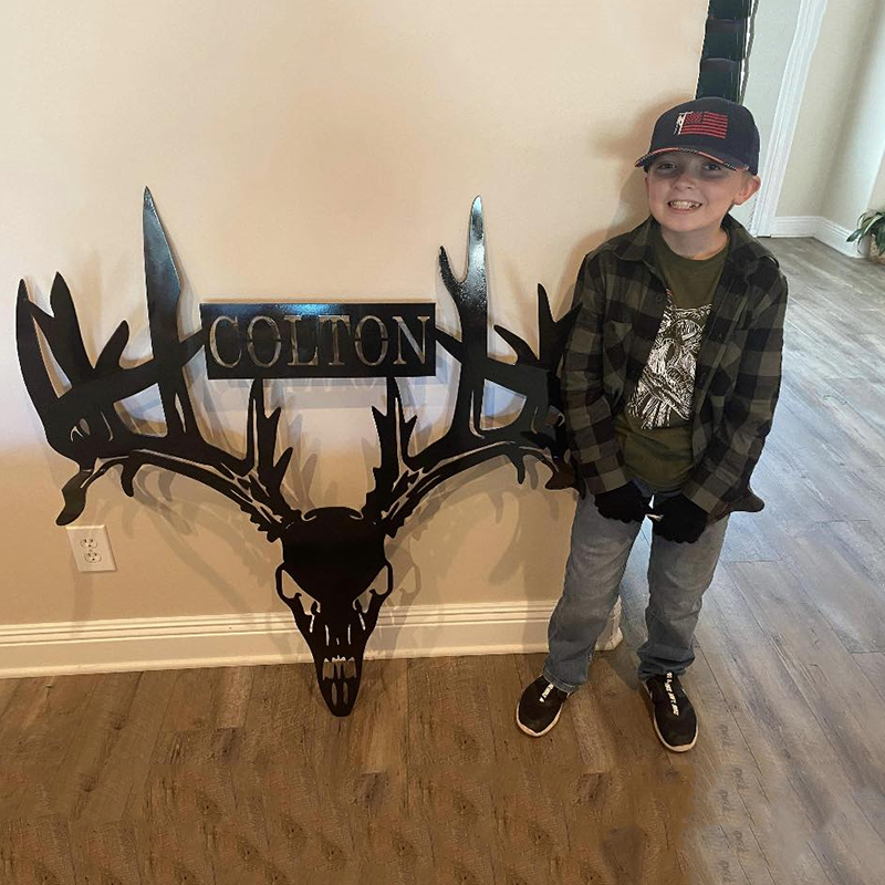 Halloween Sale - Personalized Metal Deer Skull Rack