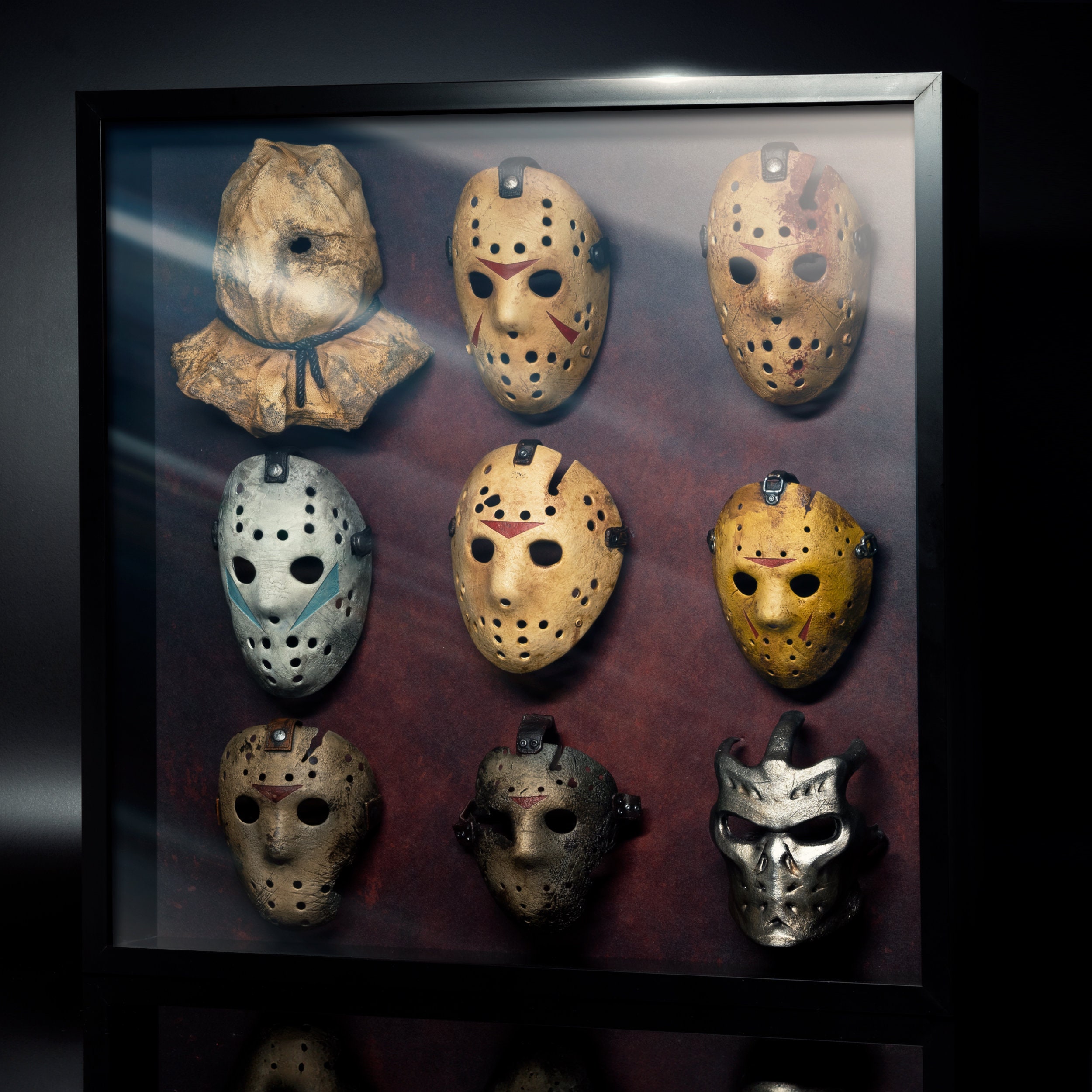FRIDAY 13TH Jason Voorhees Mask Collection in Shadow Box Frame-Halloween Gifts