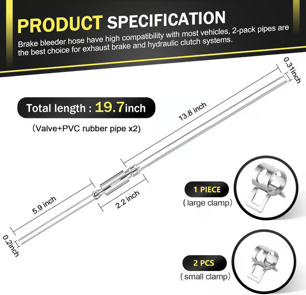 🏆Flash Sale⚡ 50K+ SOLD! Almost Gone-💥Brake Bleeder Hose - One Way Check Valve Tube Bleeding Tool Kit For Car Motorcyle Clutch
