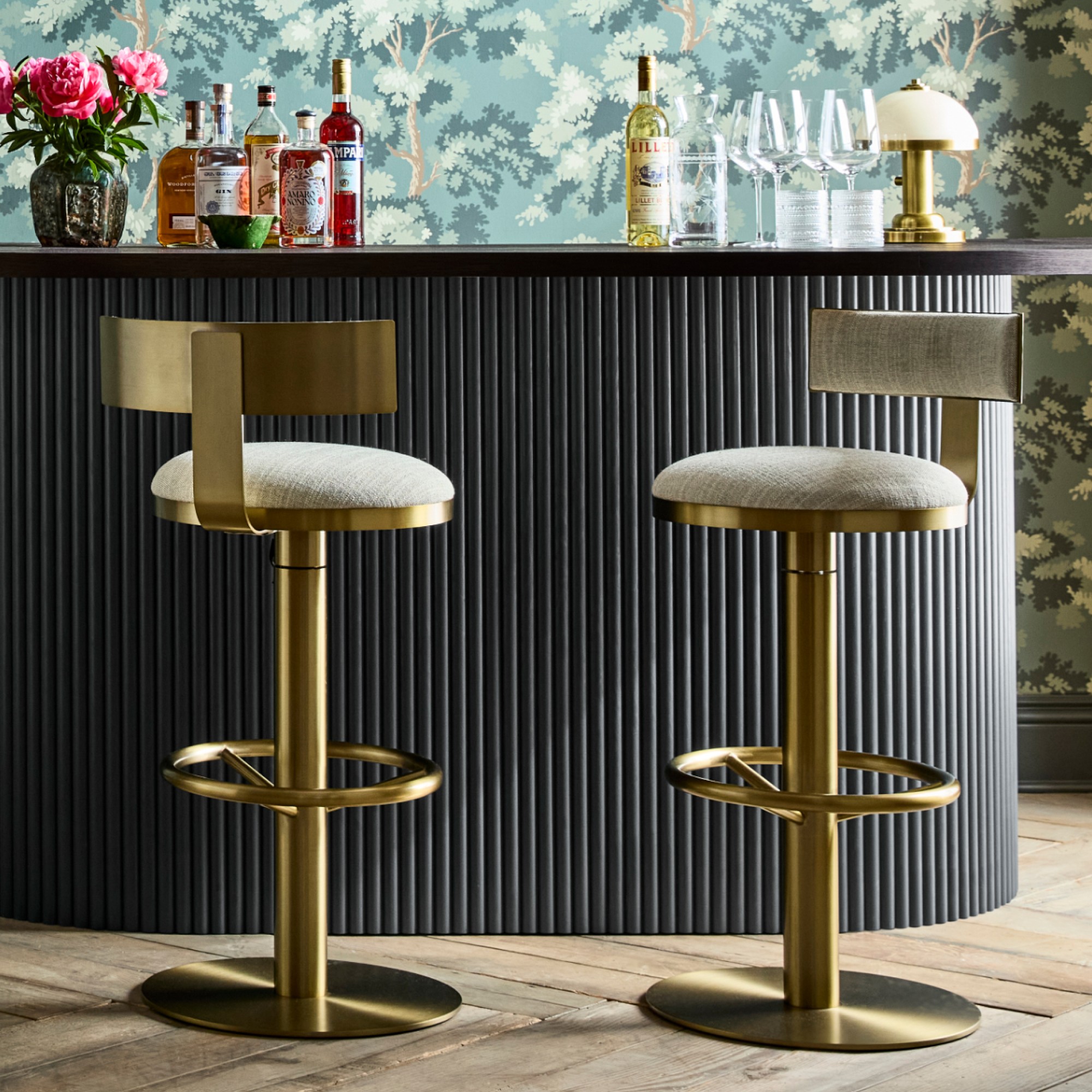 Larkin Upholstered Pedestal Counter & Bar Stool
