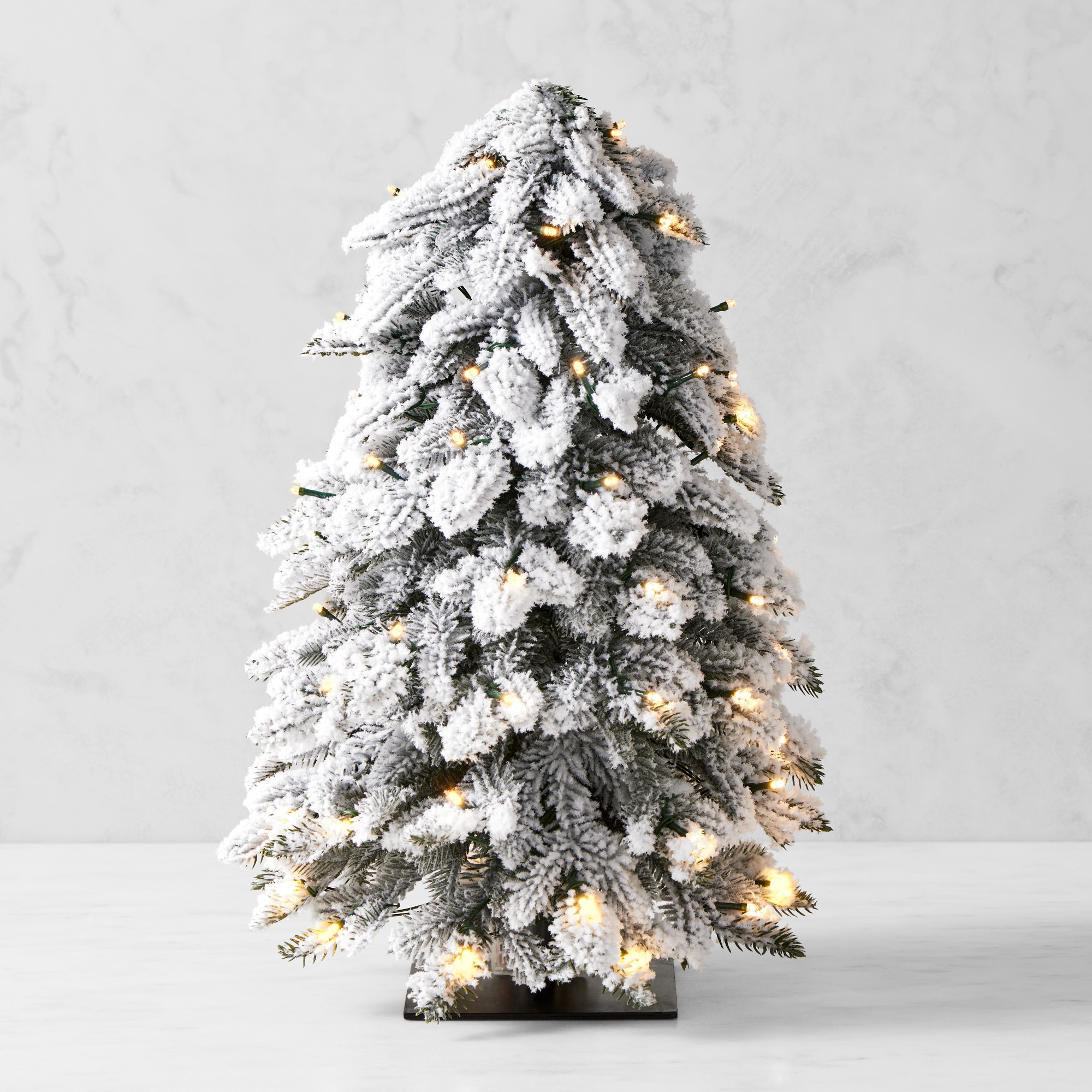 Jeff Leatham x Williams Sonoma Winter White Faux Tabletop Tree with Twinkle Lights