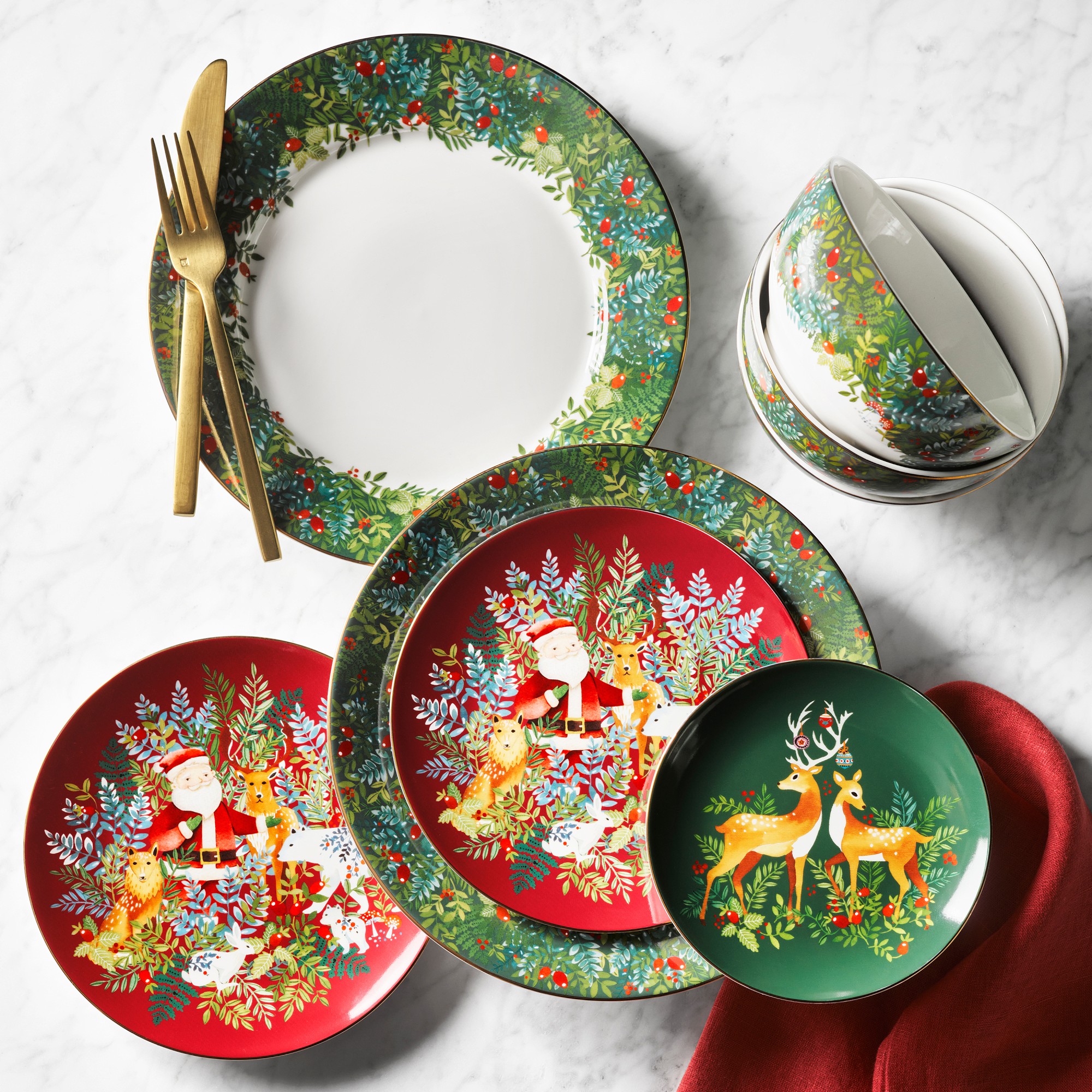 Christmas Forest Cereal Bowls, Set of 4