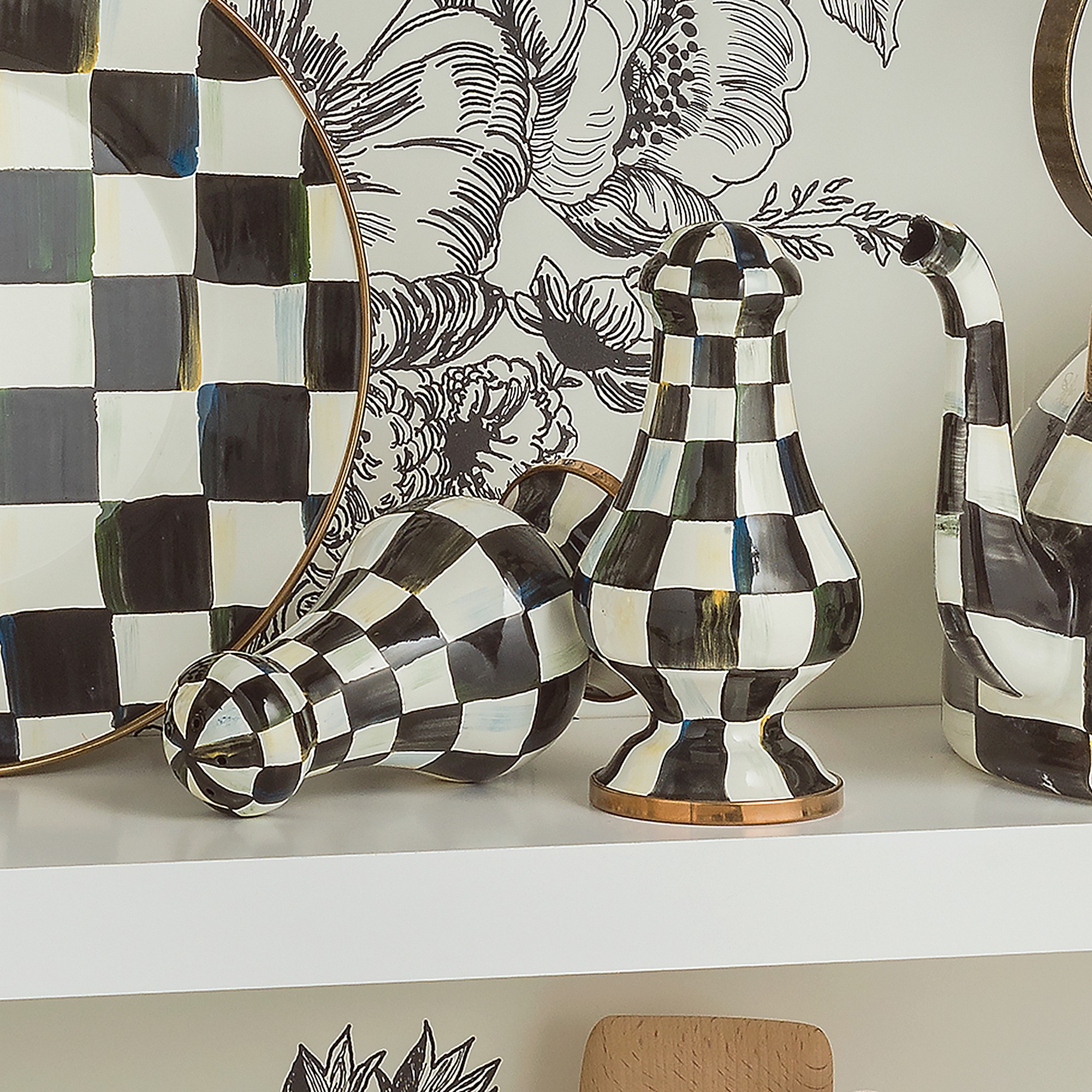 Mackenzie-Childs Courtly Check Large Salt & Pepper Shakers