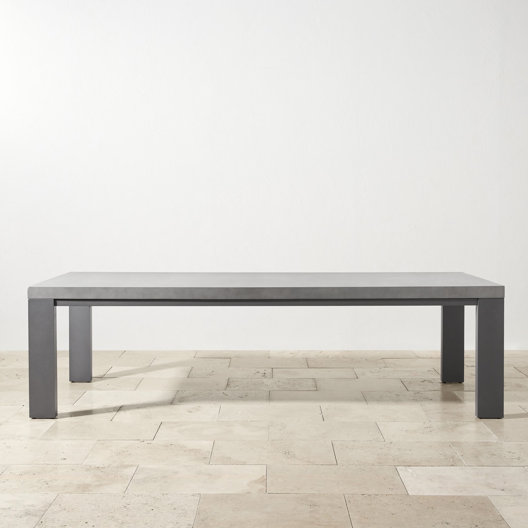 Larnaca Outdoor Slate Grey Metal Fiberstone Dining Table (96-108)