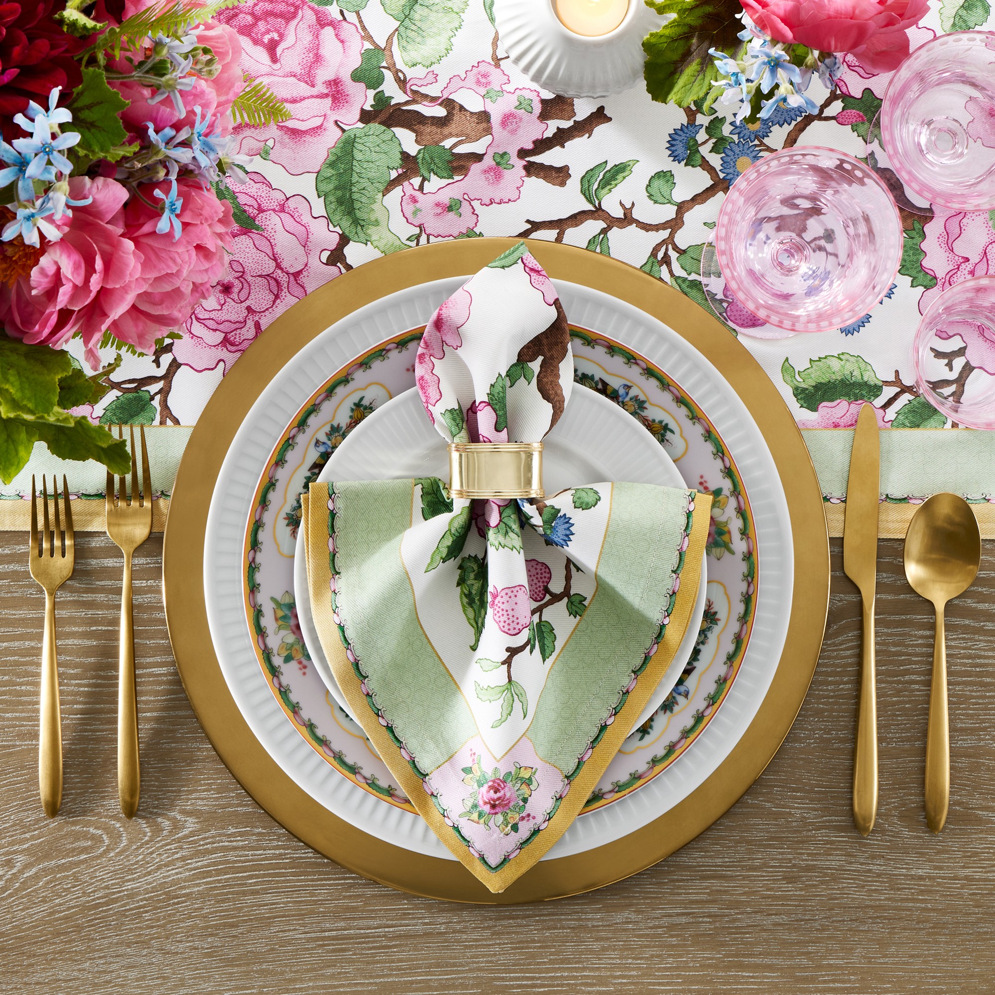 Canton Rose Floral Napkins, Set of 4