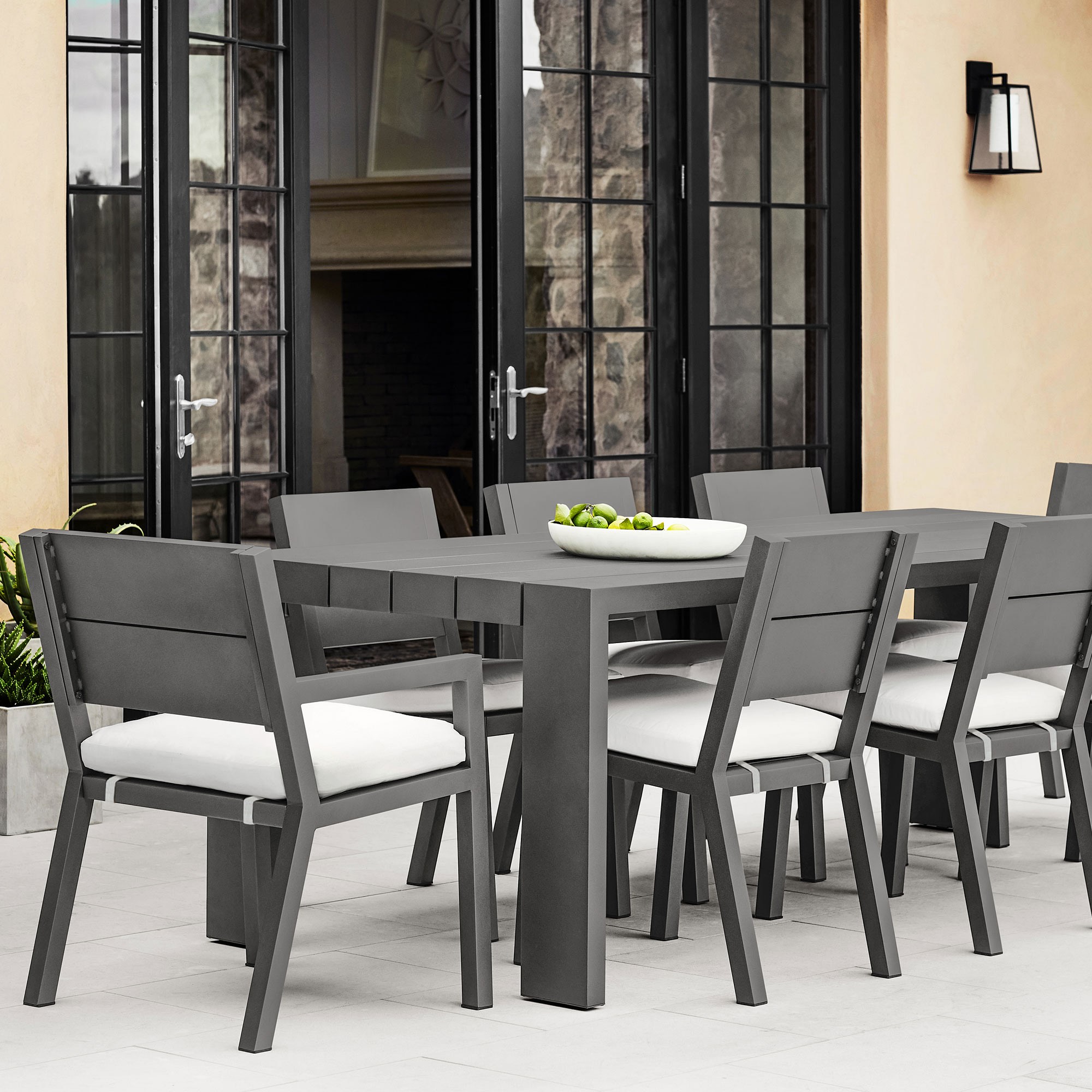 Larnaca Slate Grey Metal Dining Table & Dining Chairs (94-108)