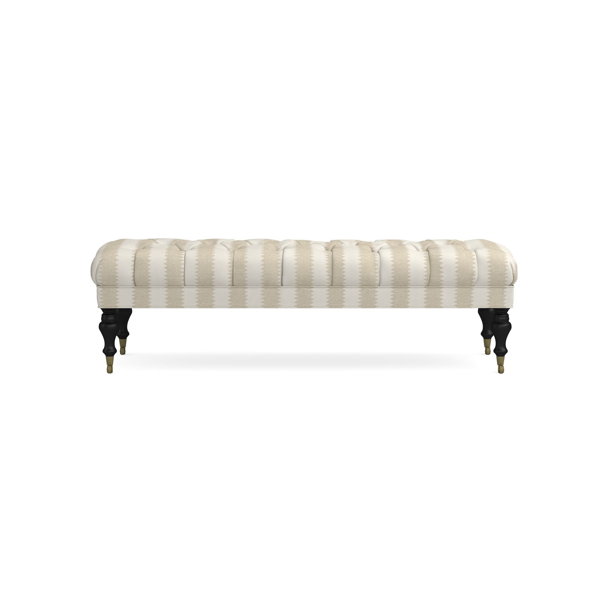Sanderson x Giles Deacon Fairfax Bench Ottoman, Turned Leg with Tufted Top (26-61)