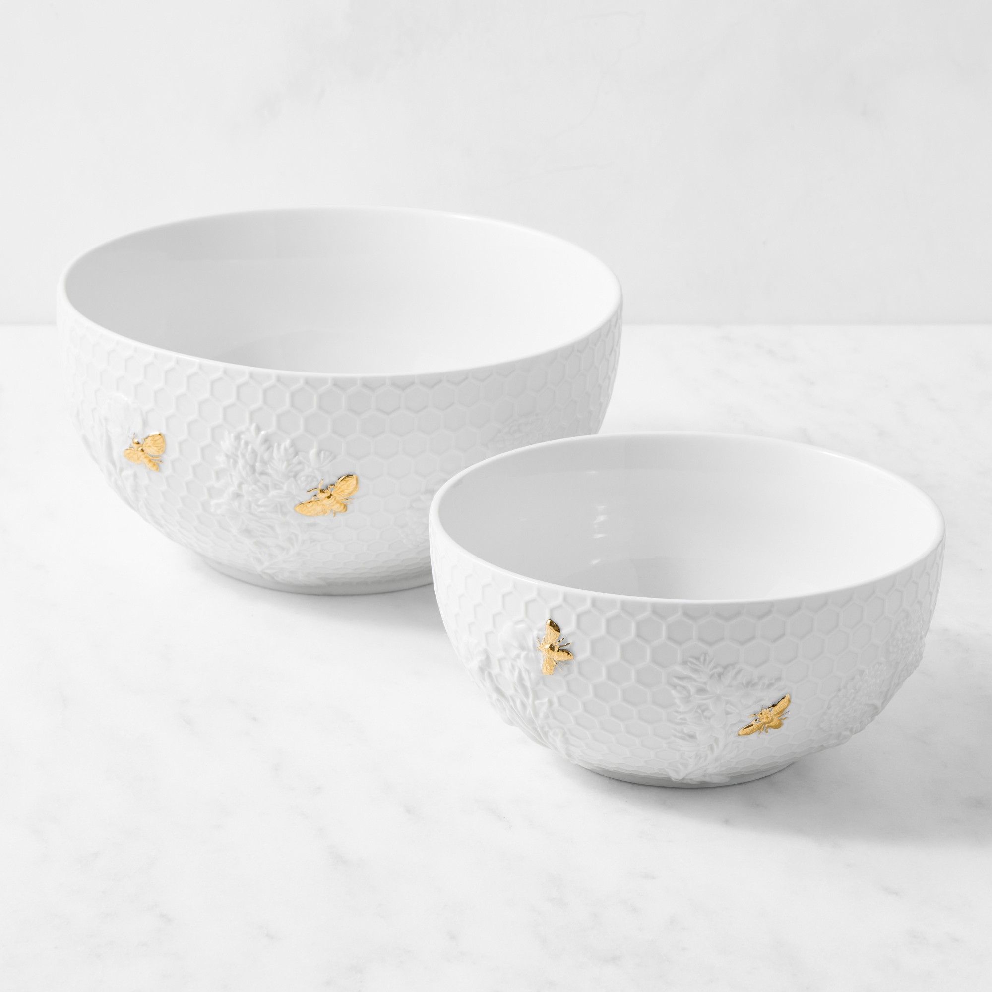Williams Sonoma Honeycomb Porcelain Mixing Bowls, Set of 2