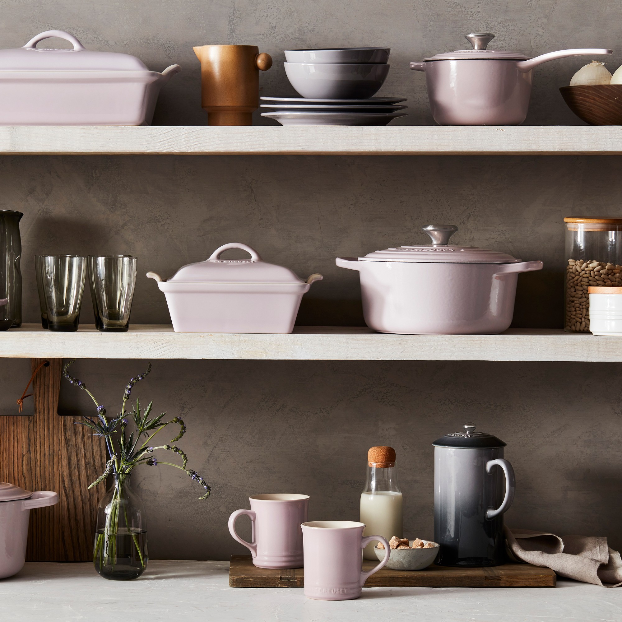 Le Creuset Heritage Stoneware Shallow Square Covered Baker, 2-Qt.