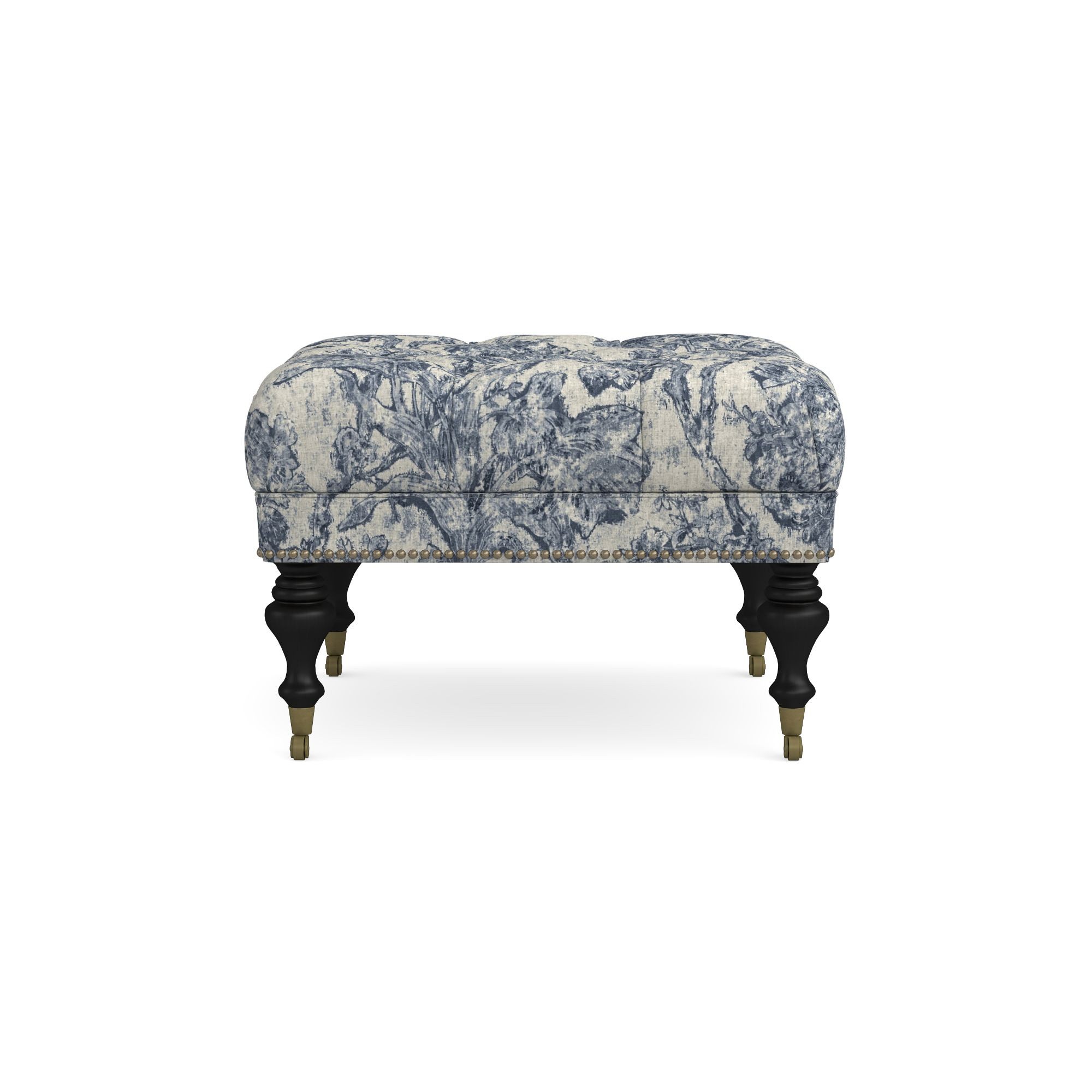 Sanderson x Giles Deacon Fairfax Bench Ottoman, Turned Leg with Tufted Top (26-61)