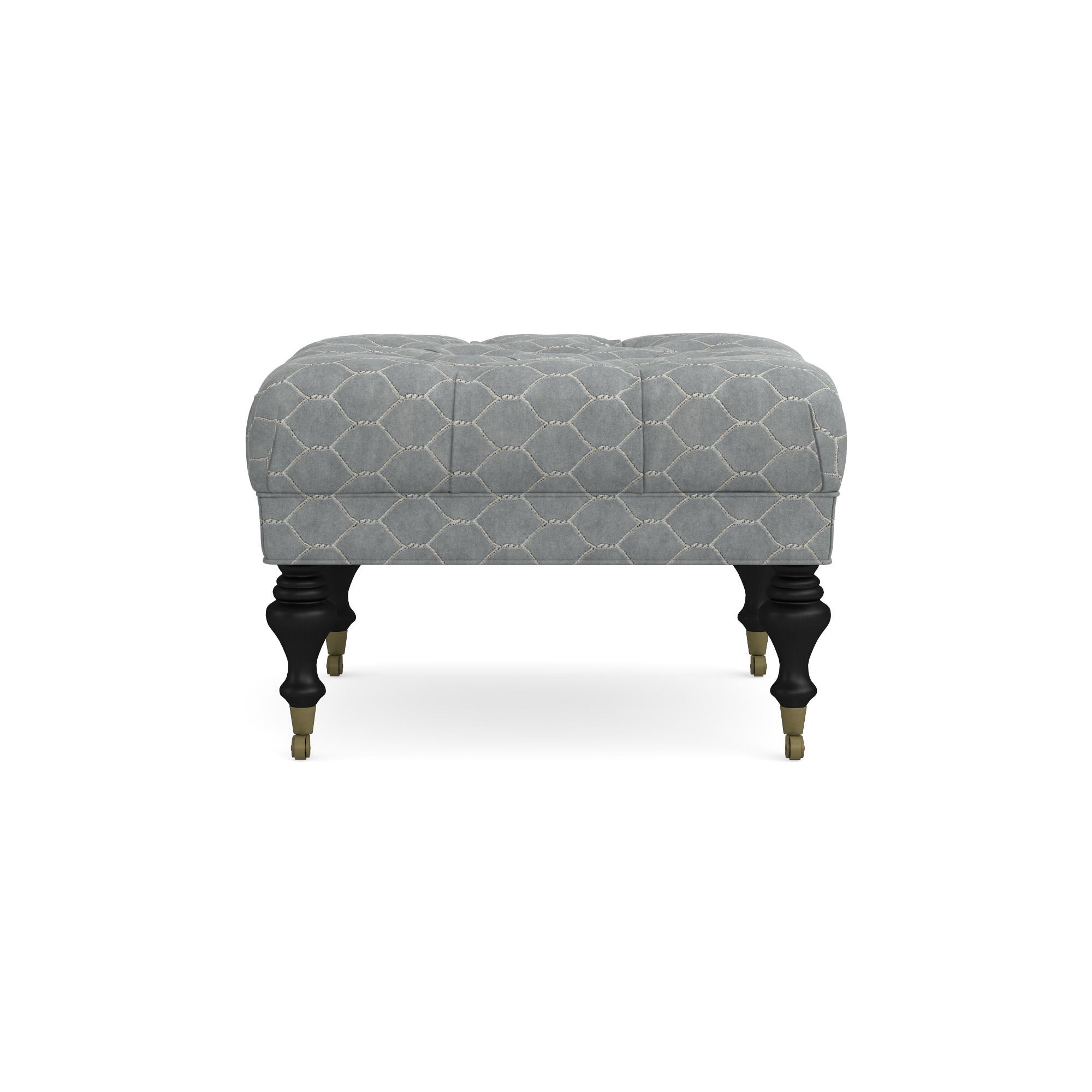 Sanderson x Giles Deacon Fairfax Bench Ottoman, Turned Leg with Tufted Top (26-61)