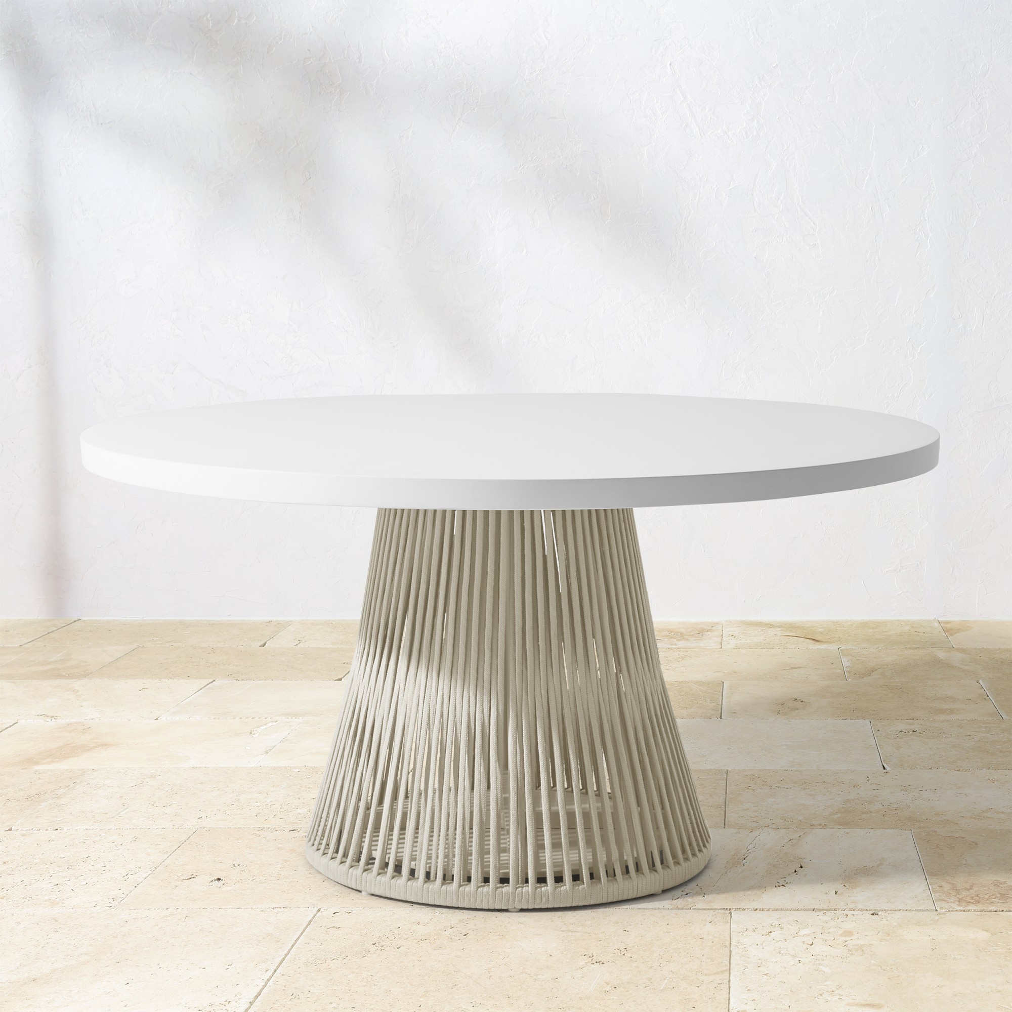 Pasadena Outdoor Fiberstone and Rope Round Dining Table (60)