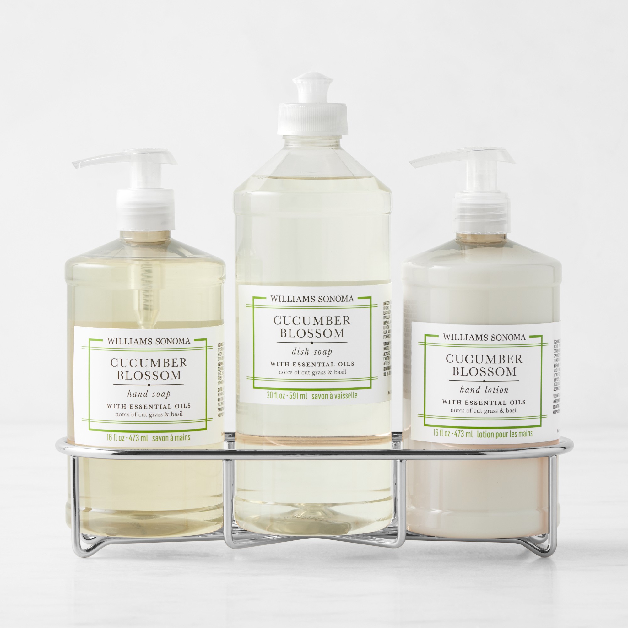 Williams Sonoma Cucumber Blossom Hand Soap, Dish Soap & Lotion 4-Piece Kitchen Set