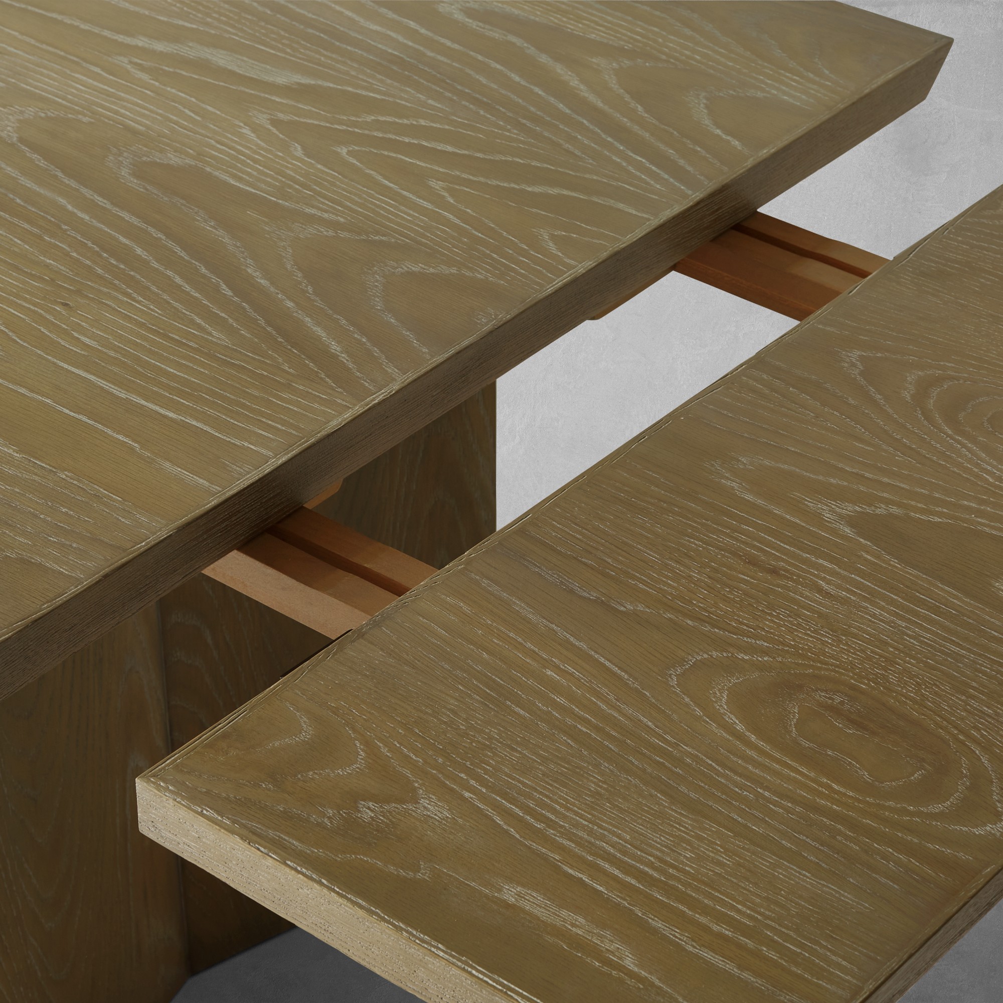 Knife Edge Extendable Rectangular Dining Table, Cerused Heritage Gray (96-132)