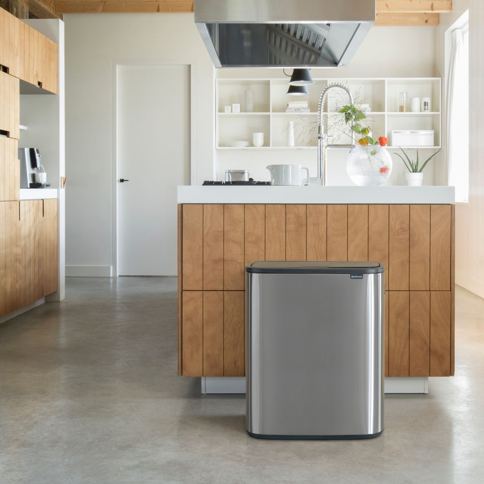 Brabantia Bo Step On Dual Compartment Recycling Trash Can, 2 x 8 Gallon