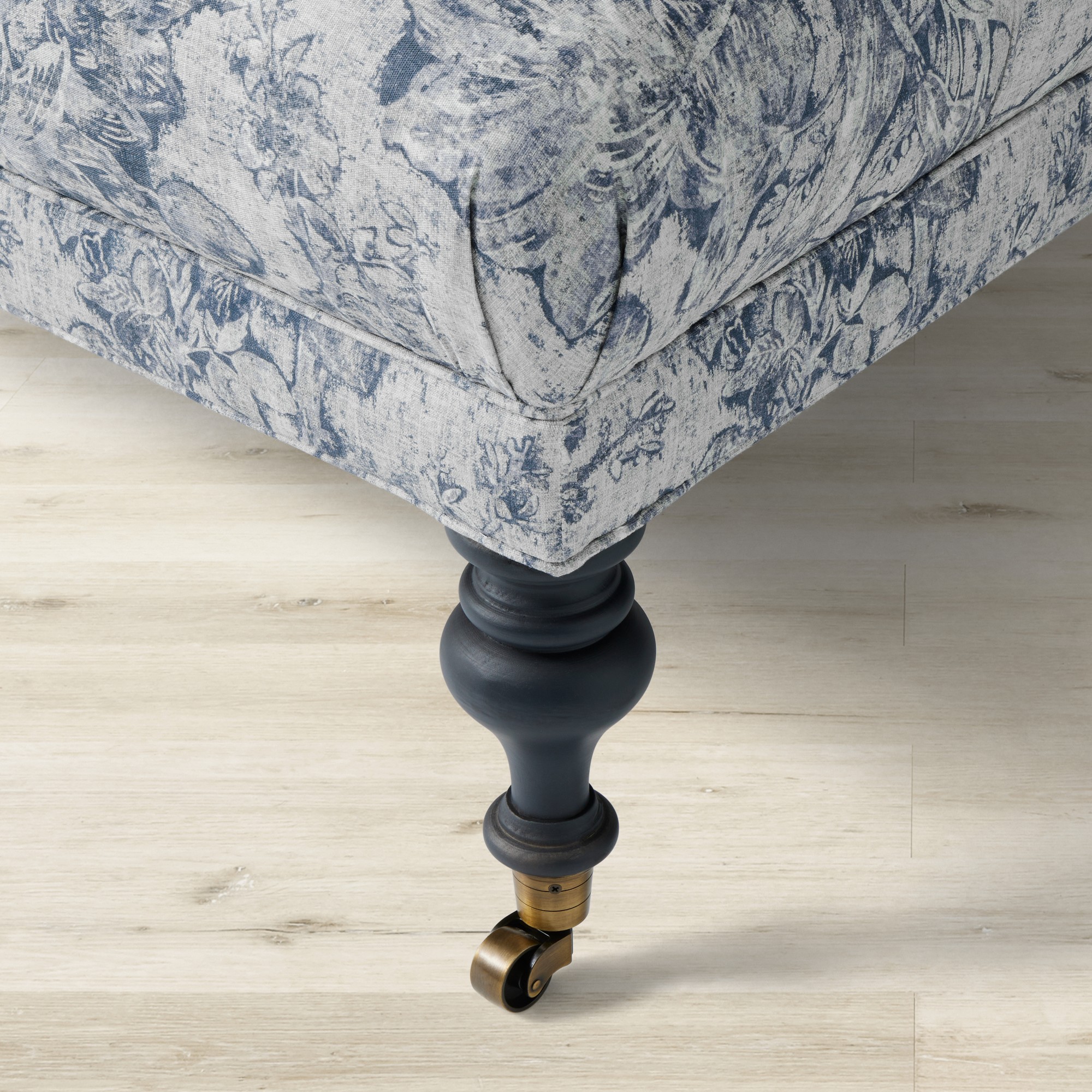 Sanderson x Giles Deacon Fairfax Bench Ottoman, Turned Leg with Tufted Top (26-61)