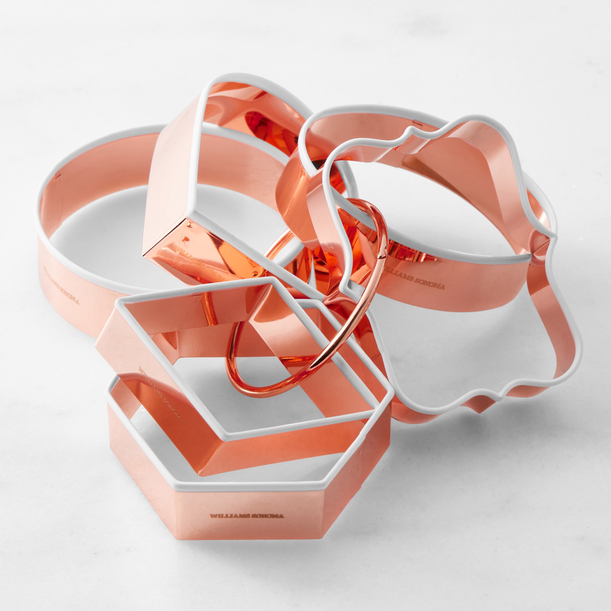 Williams Sonoma Copper Shape Cookie Cutters on Ring, Set of 6