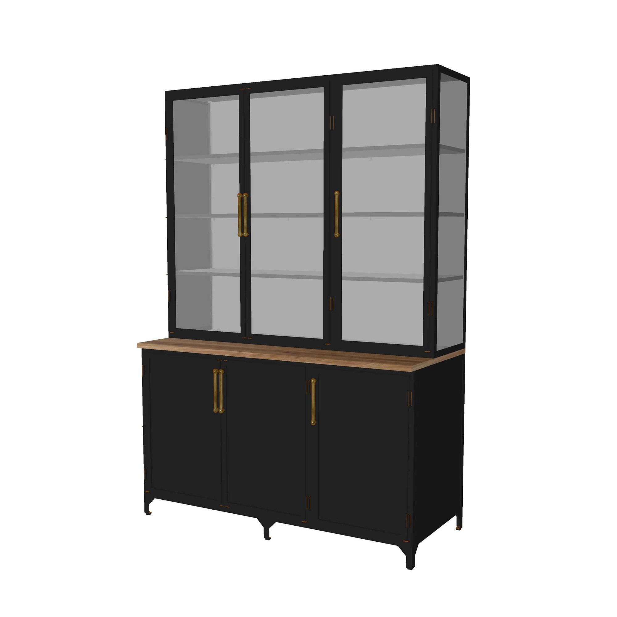 Colt 3- Door Glass Storage Cabinet with Counter (60)