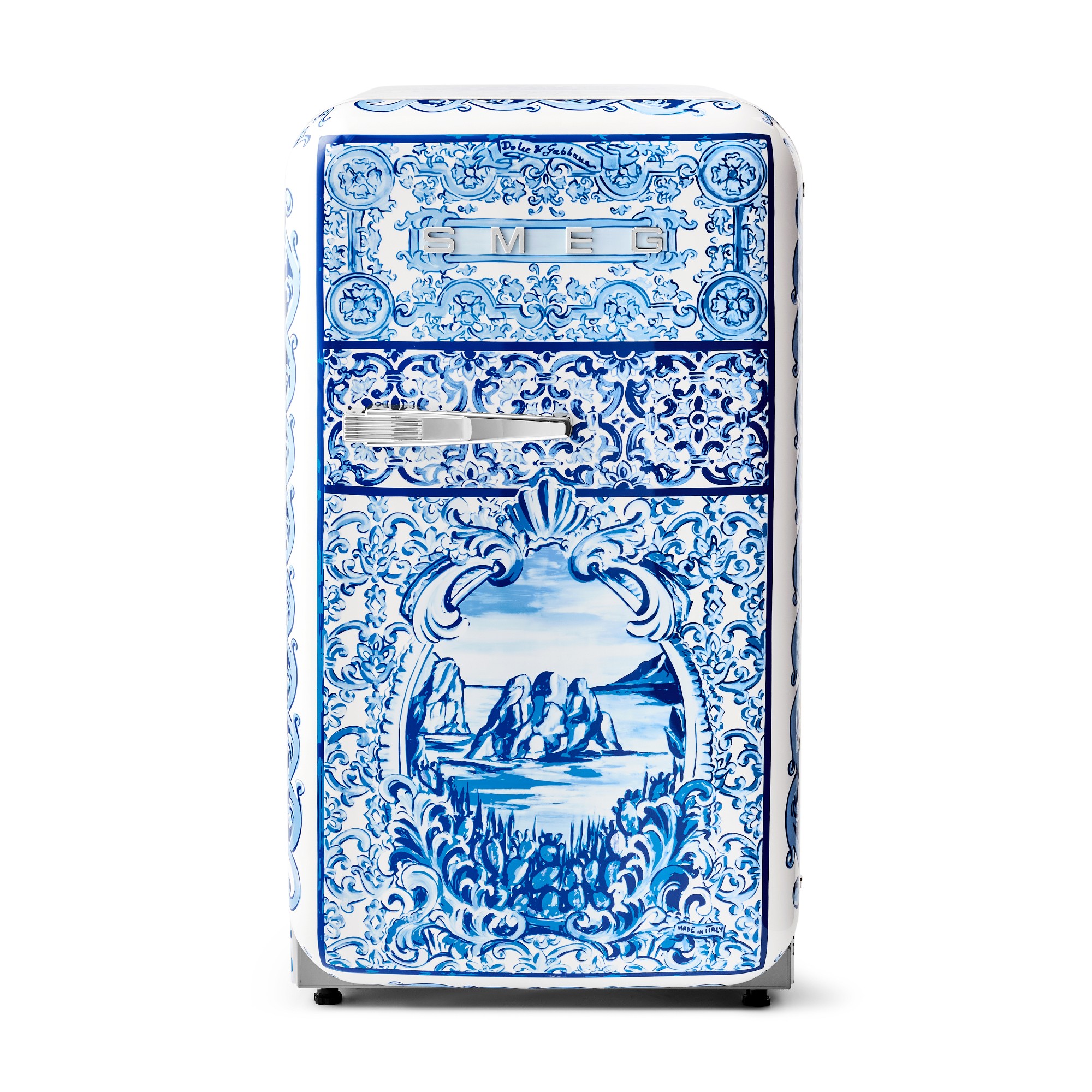 SMEG Dolce & Gabbana Fab 5 Refrigerator, Blu Mediterraneo