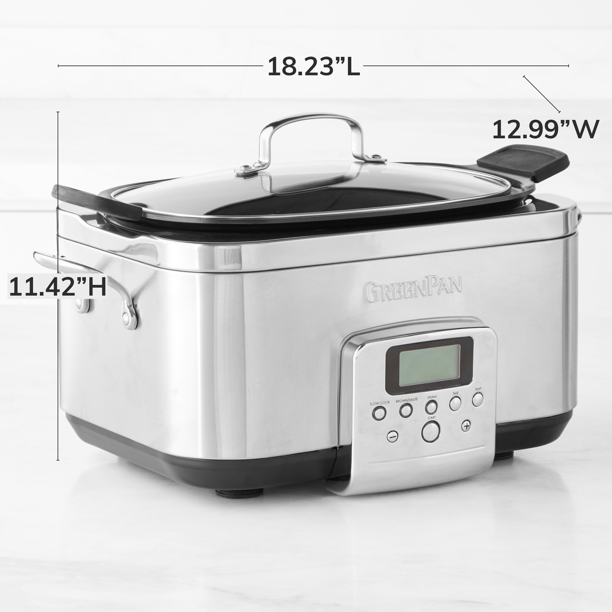 GreenPan™ Premiere Stainless-Steel Slow Cooker, 6-Qt.