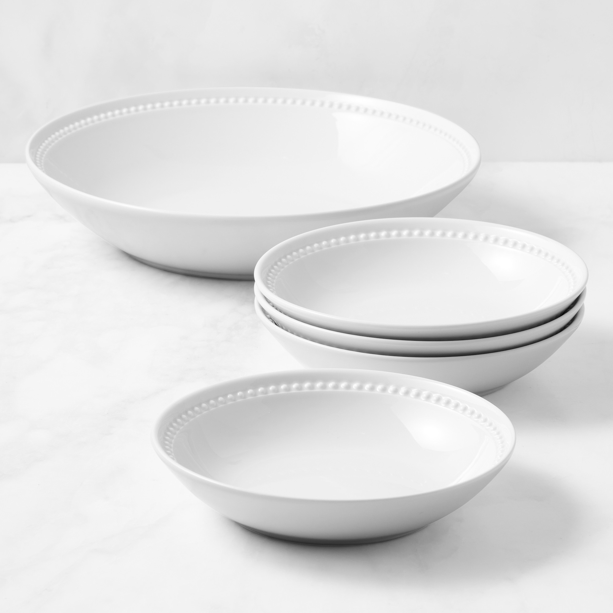 Pillivuyt Beaded Coupe Pasta Bowl Set with Serving Bowl