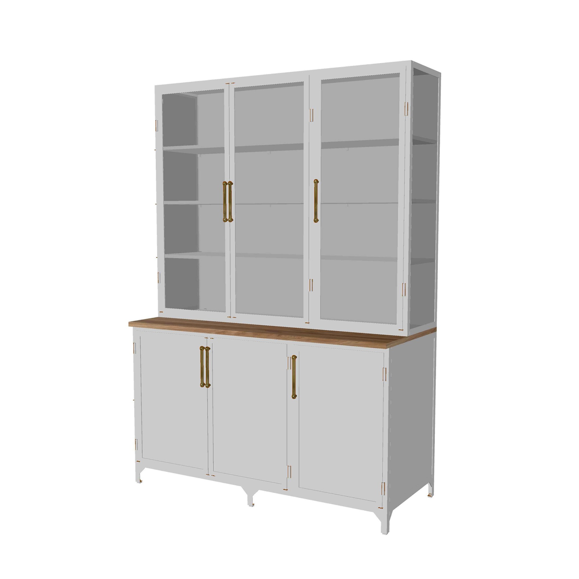 Colt 3- Door Glass Storage Cabinet with Counter (60)