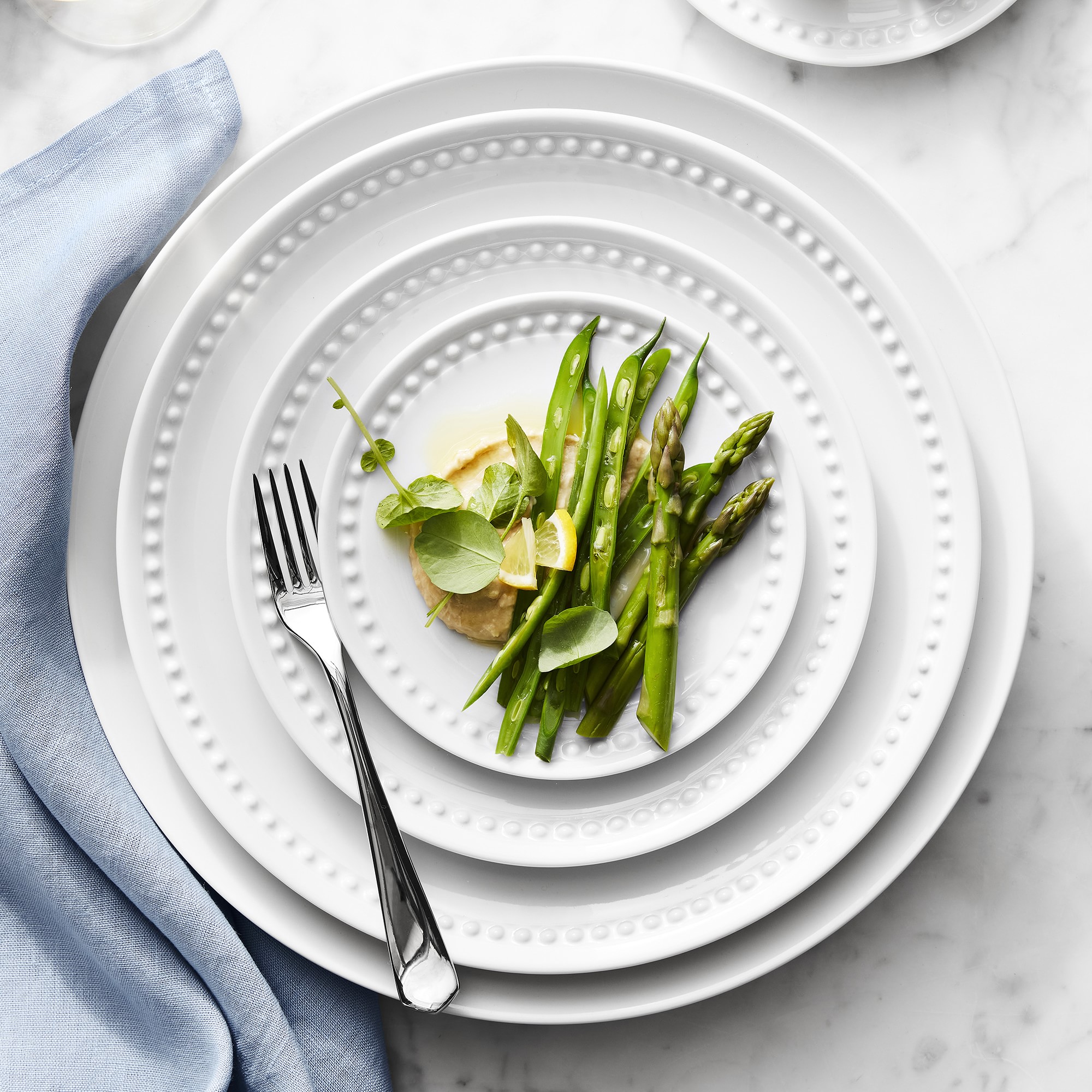 Pillivuyt Beaded Coupe Bread & Butter Plates, Set of 4