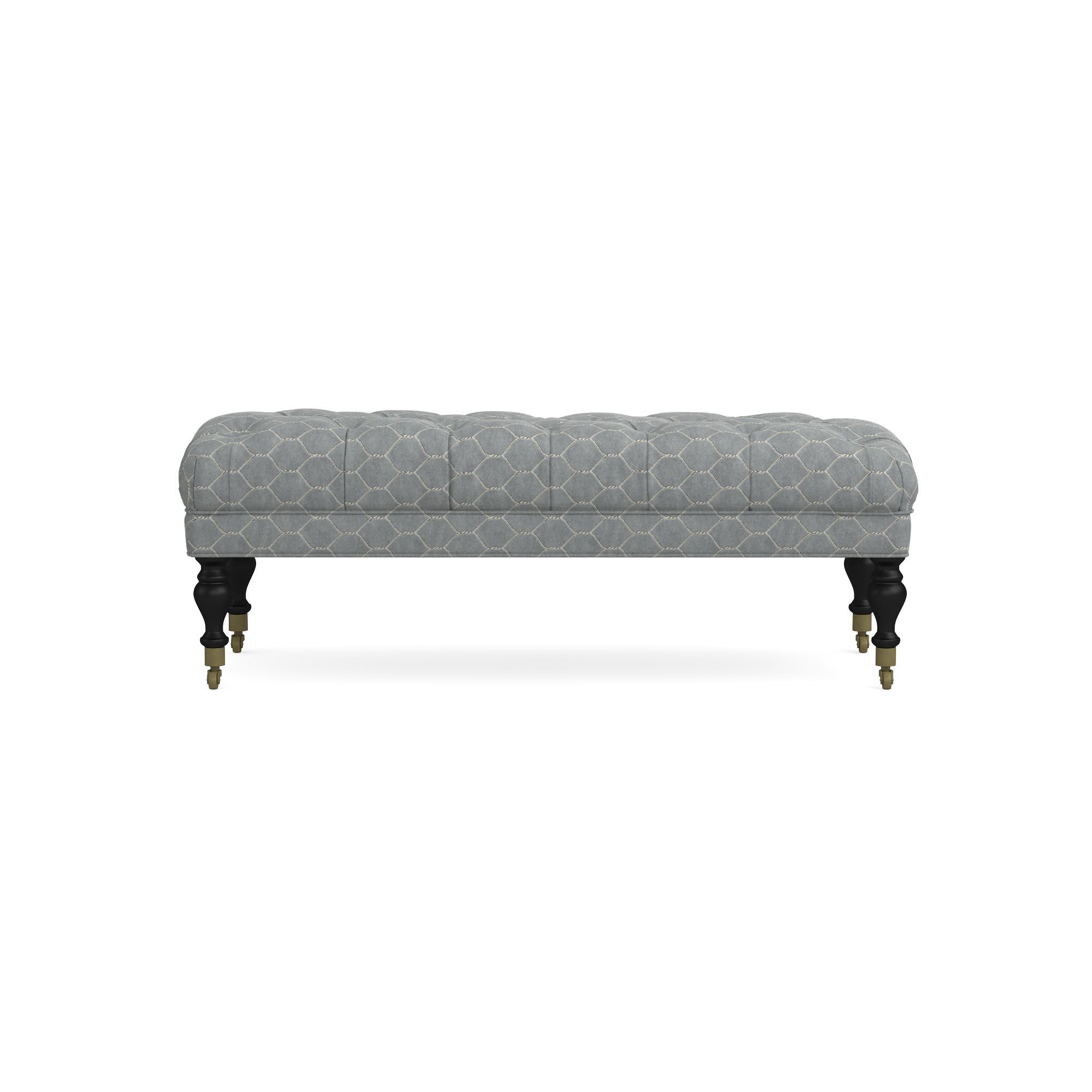 Sanderson x Giles Deacon Fairfax Bench Ottoman, Turned Leg with Tufted Top (26-61)
