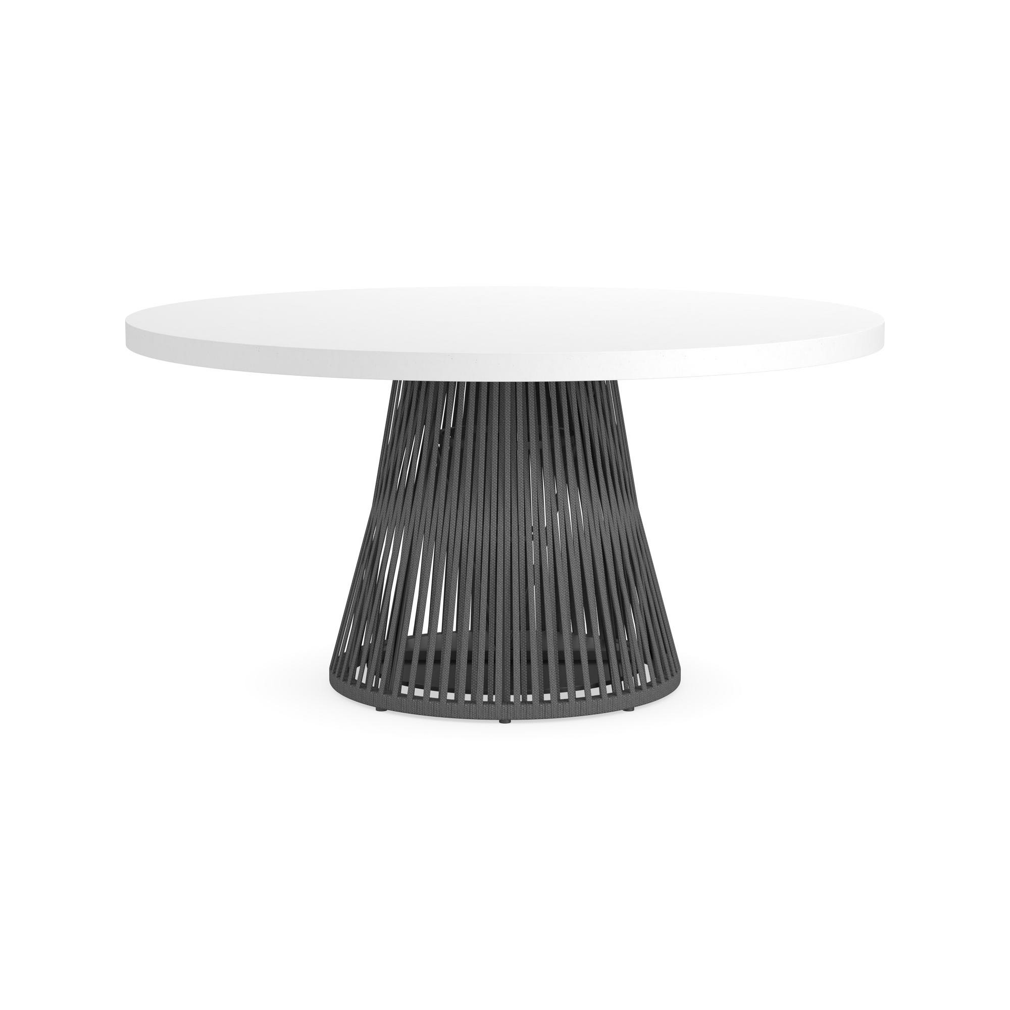 Pasadena Outdoor Fiberstone and Rope Round Dining Table & Pasadena Dining Chairs (60)