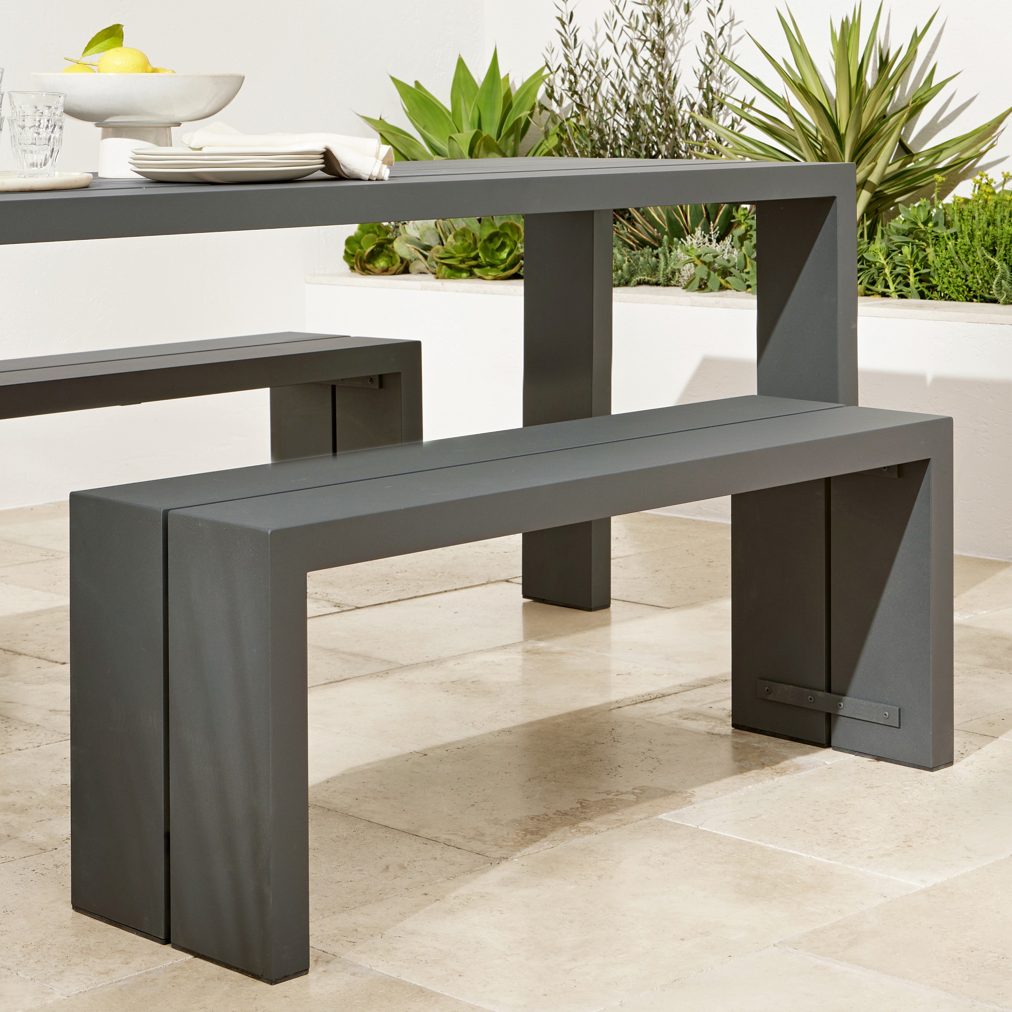 Larnaca Outdoor Metal Dining Bench (46-65)