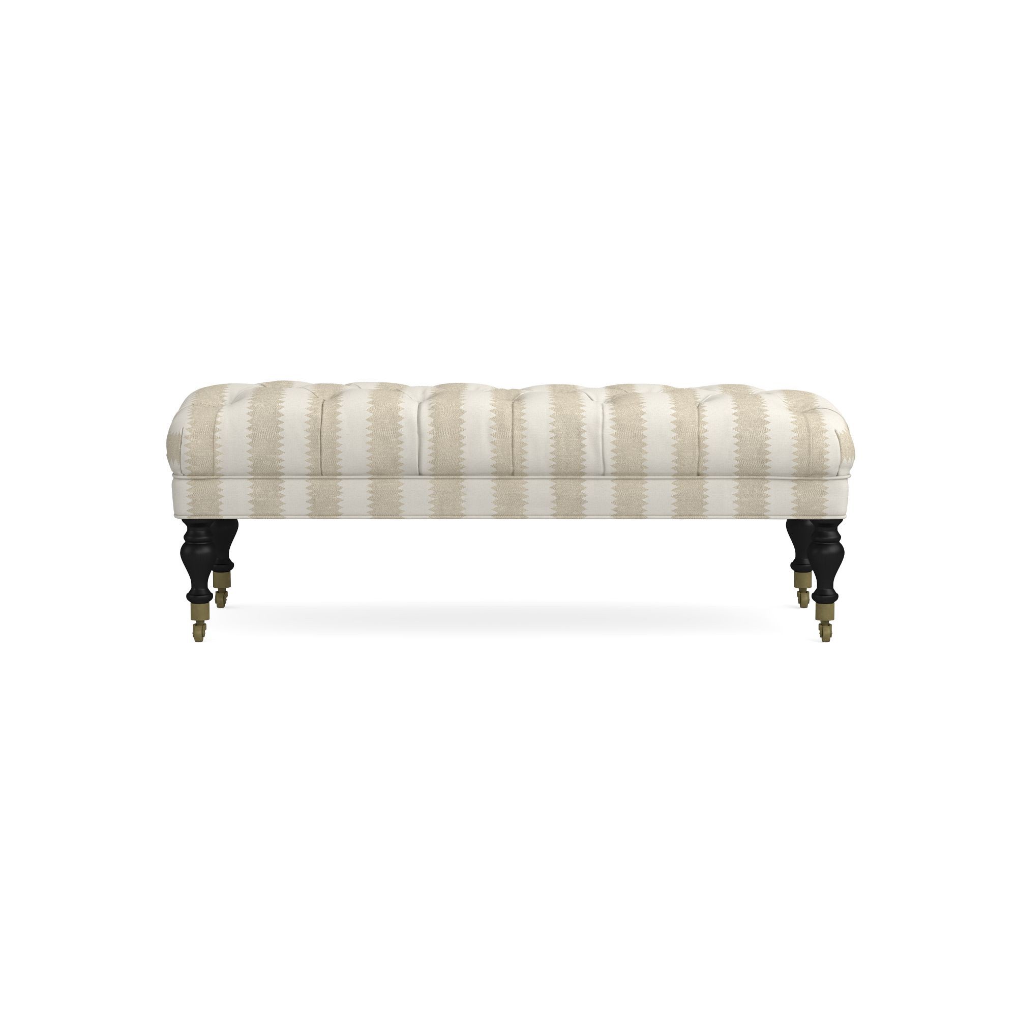 Sanderson x Giles Deacon Fairfax Bench Ottoman, Turned Leg with Tufted Top (26-61)