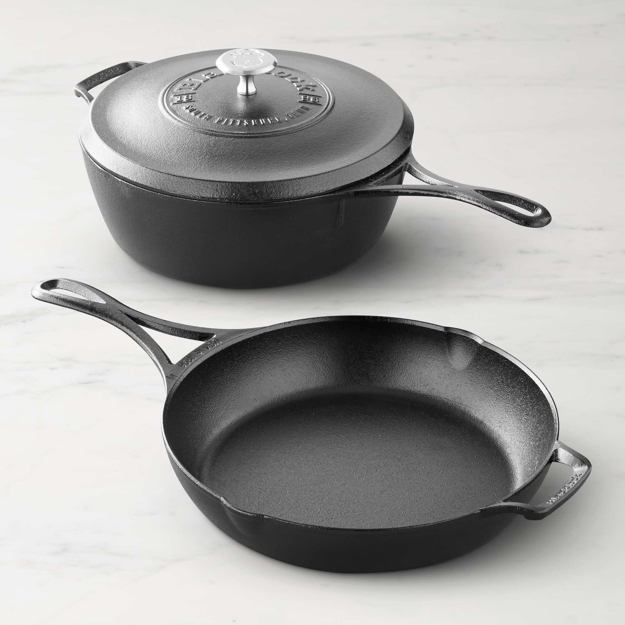 Lodge Blacklock Triple Seasoned Cast Iron 3-Piece Set, Saute Pan & 10 1/4 Skillet