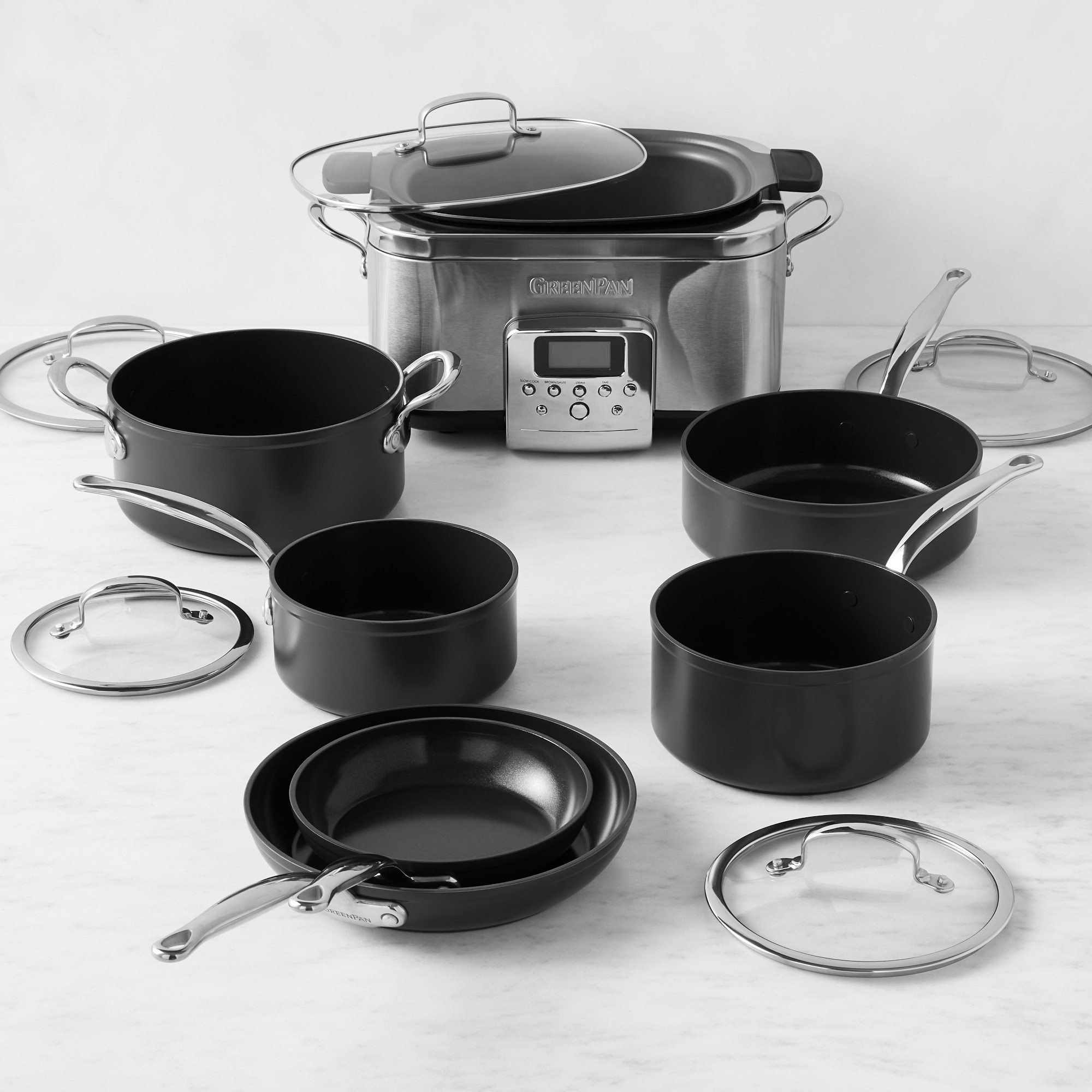 GreenPan™ Premiere Hard Anodized Ceramic Nonstick 10-Piece Cookware Set with Slow Cooker