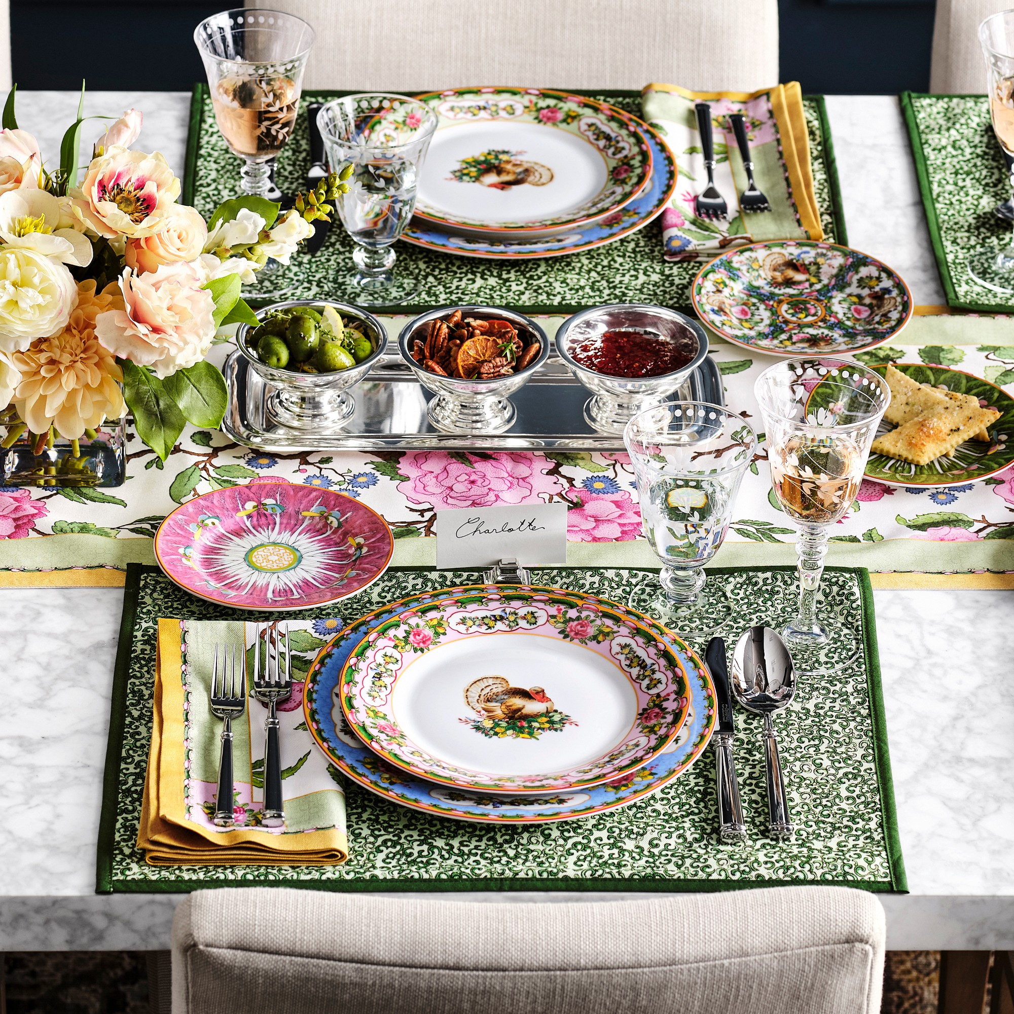 Canton Rose Floral Napkins, Set of 4