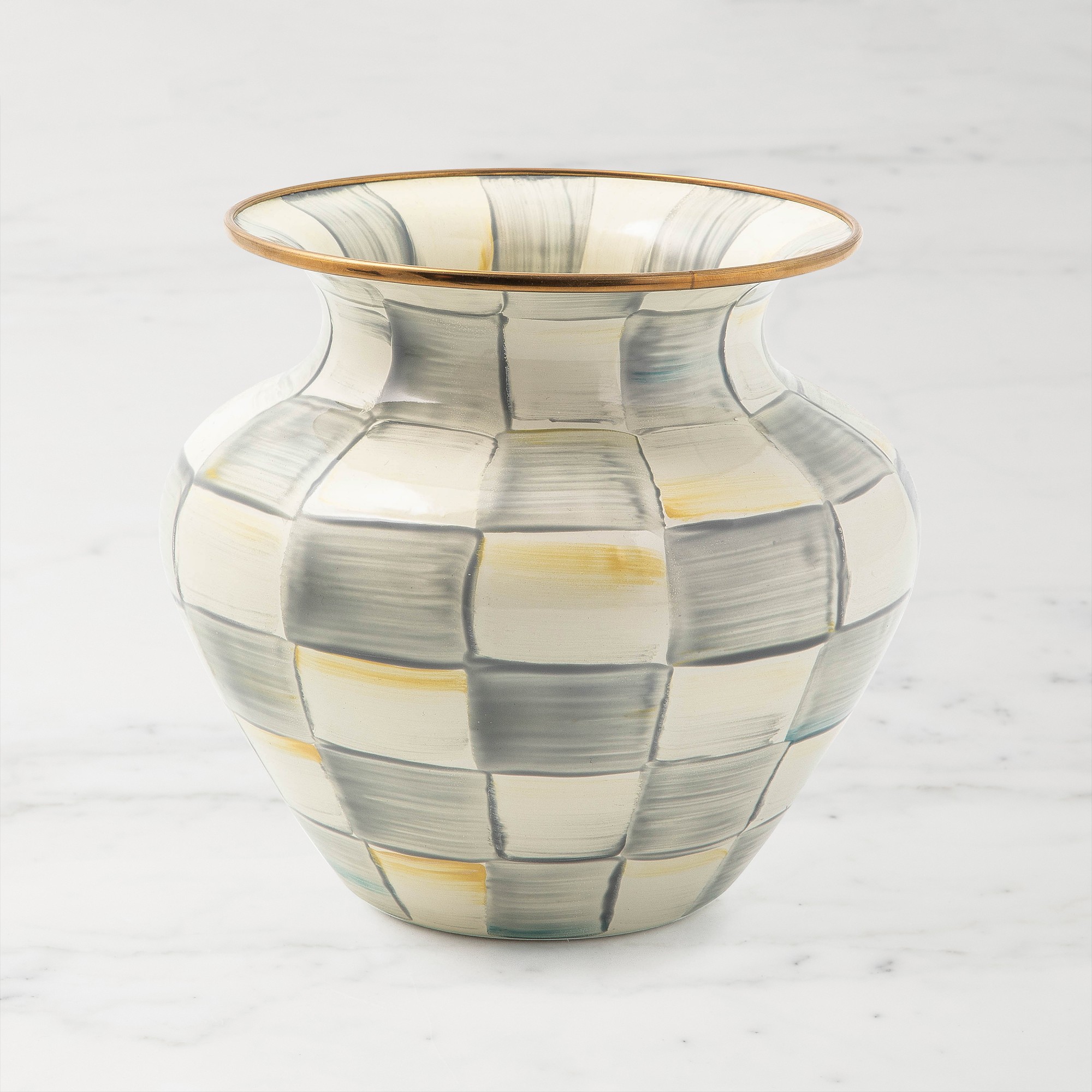 MacKenzie-Childs Sterling Check Enamel Vase